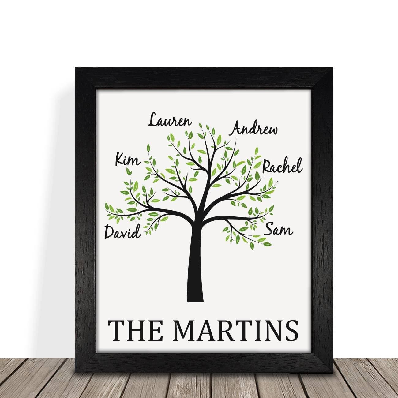 Personalised Family Tree FRAMED Print Gift Size 9 x 12 Inch Approx Perfect Finishing Touch To Your Home