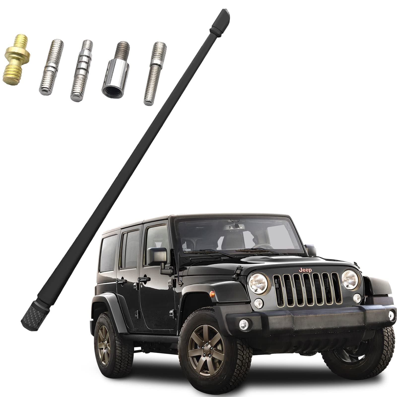 13 Inch Antenna Compatible with Jeep Wrangler JK JKU JL JLU Rubicon Sahara (2007-2023) Jeep Antenna Replacement Upgrade for AM/FM Radio Reception Radio Antenna Jeep Wrangler Antenna Jeep Accessories