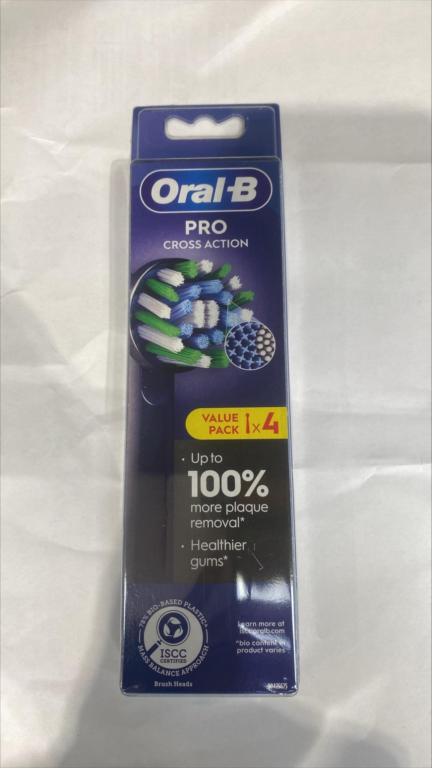 Pro Cross Action Electric Toothbrush Head, X-Shape and Angled Bristles for Deeper Plaque Removal, Pack of 4 Toothbrush Heads, Black