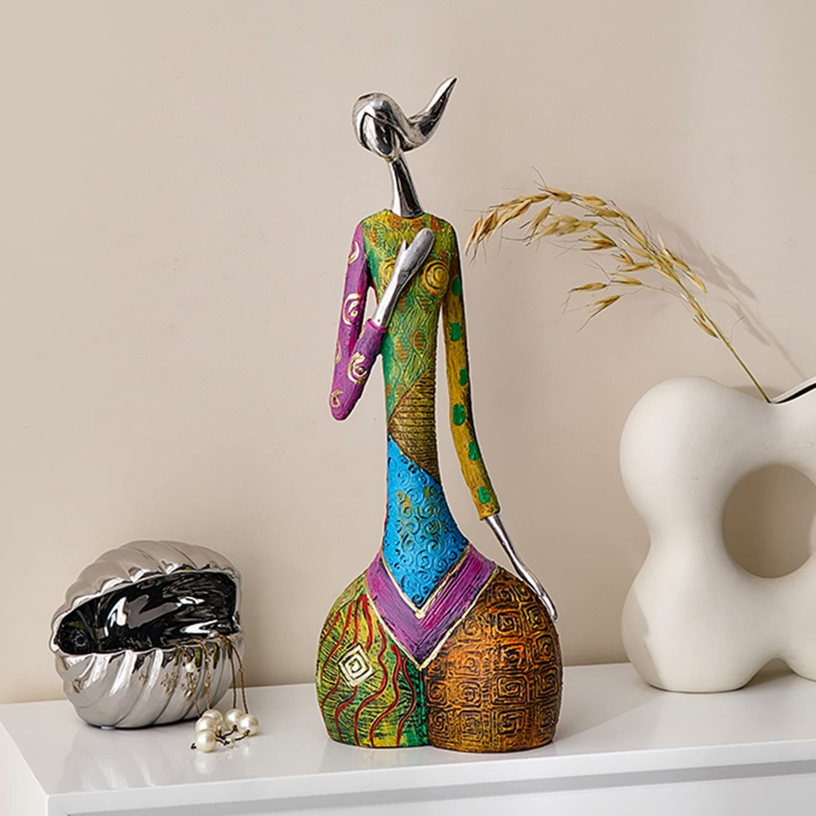 Tuklye Abstract Art Woman Sculpture Figurines for Interior Resin Statue Color Modern Home Decoration Home Decorative Figures Gifts,B