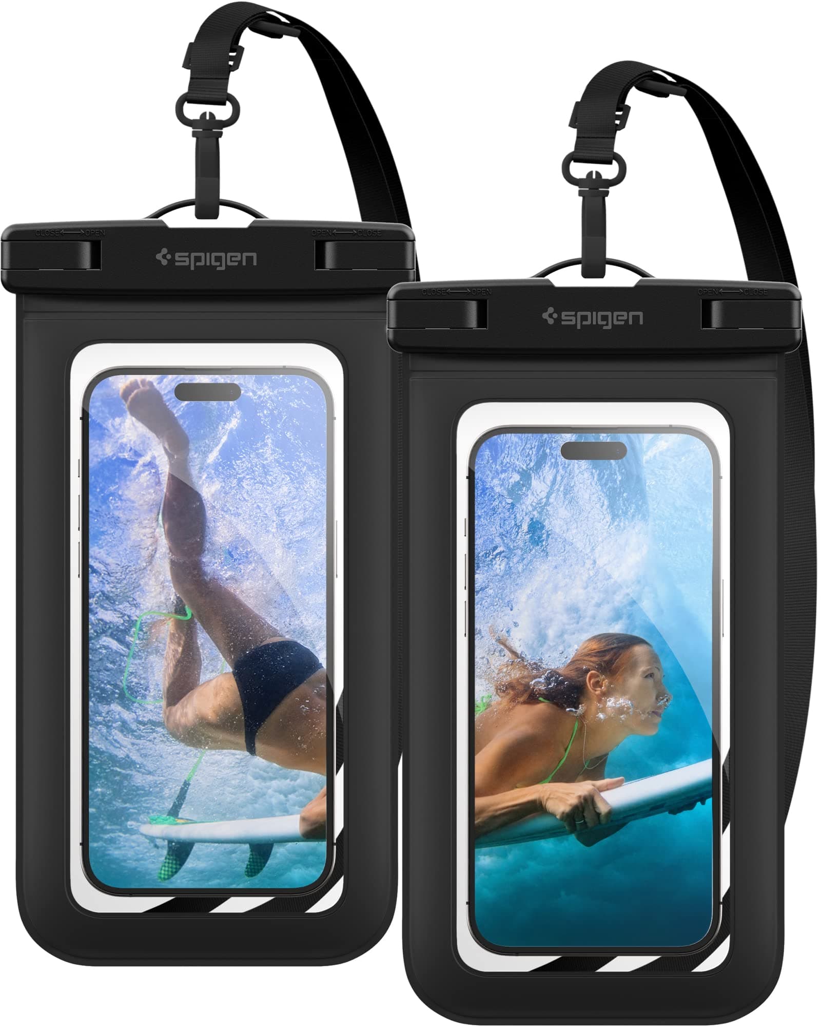 Spigen Aqua Shield Waterproof Phone Pouch Up to 8.2", [Extra Large] IPX8 Waterproof Phone Case for swimming for iPhone 15 14 13 12 11 Pro Max, Samsung S24 S23 Ultra, Pixel 8 7 and more - Black
