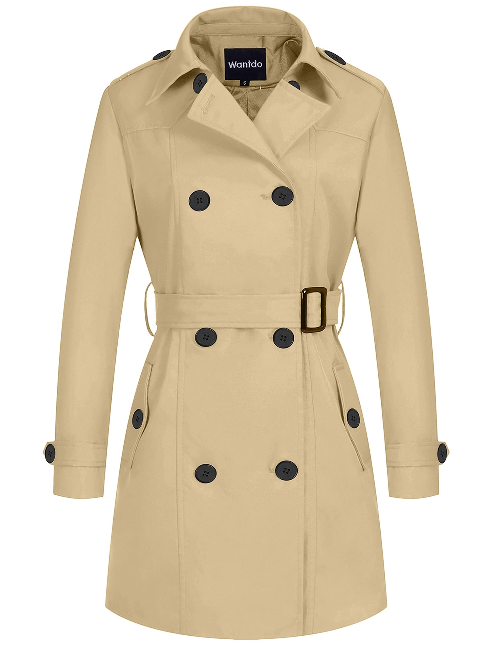Women's Double-Breasted Trench Coat with Belt