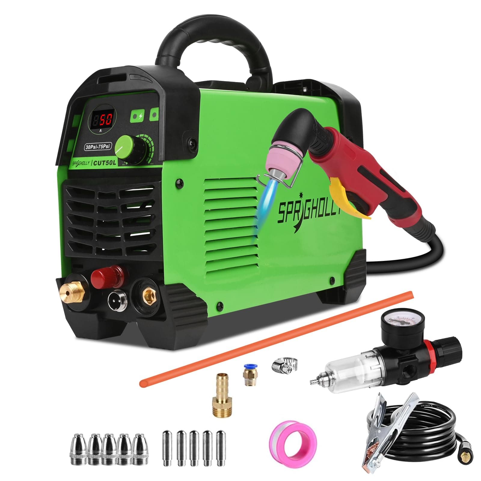 Plasma Cutter 50Amp 240V HF Non-Touch Pilot Arc Plasma Cutting Machine, 3/5"(16 mm) Max Cut New Upgrade CUT50L