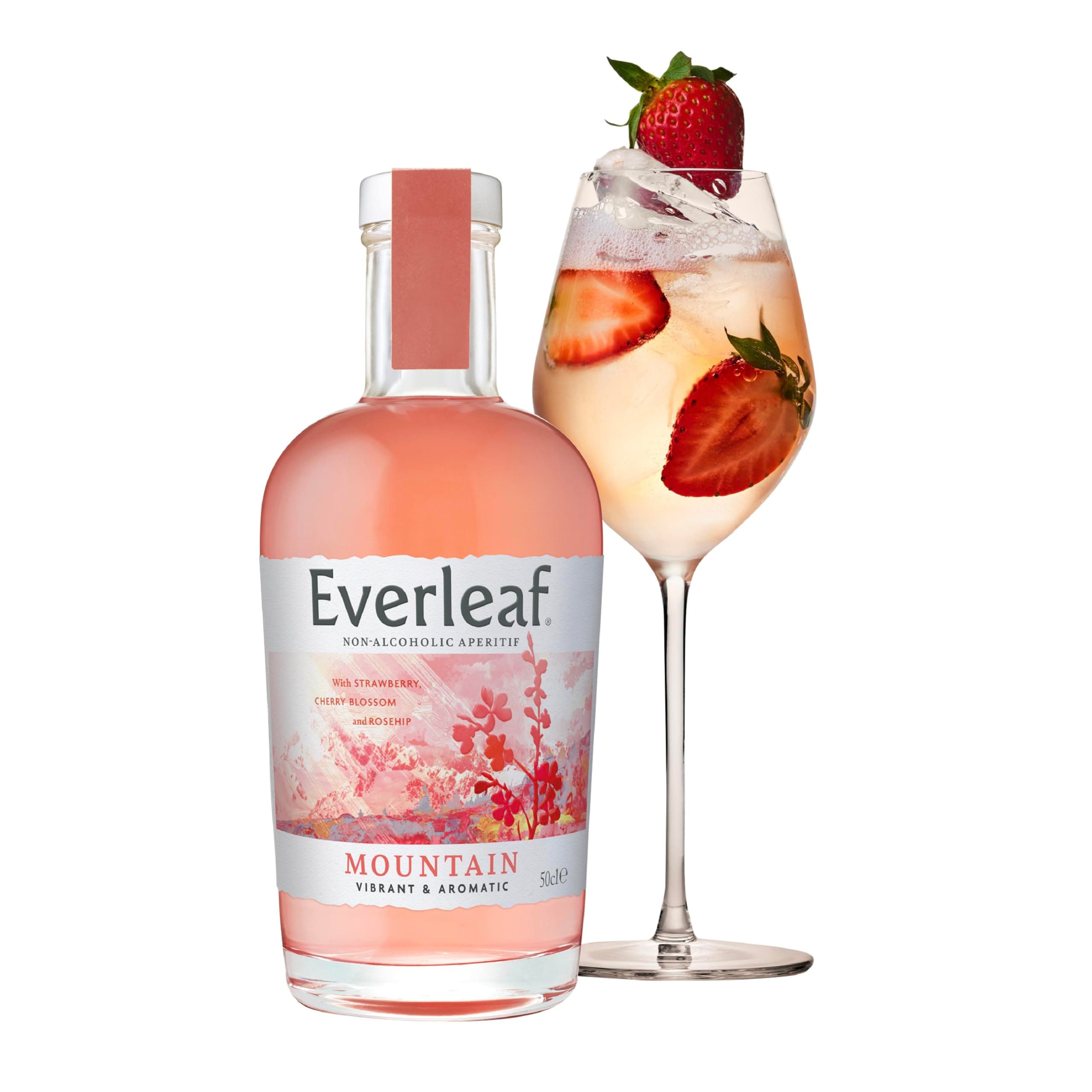 Everleaf Mountain - Non-Alcoholic Aperitif (50cl) | Spirit Alternative | Prepare Easy Alcohol-Free Cocktails & Spritzes for Everyday | Made from Cherry Blossom, Rosehip & Wild Strawberry | Drinks Gift