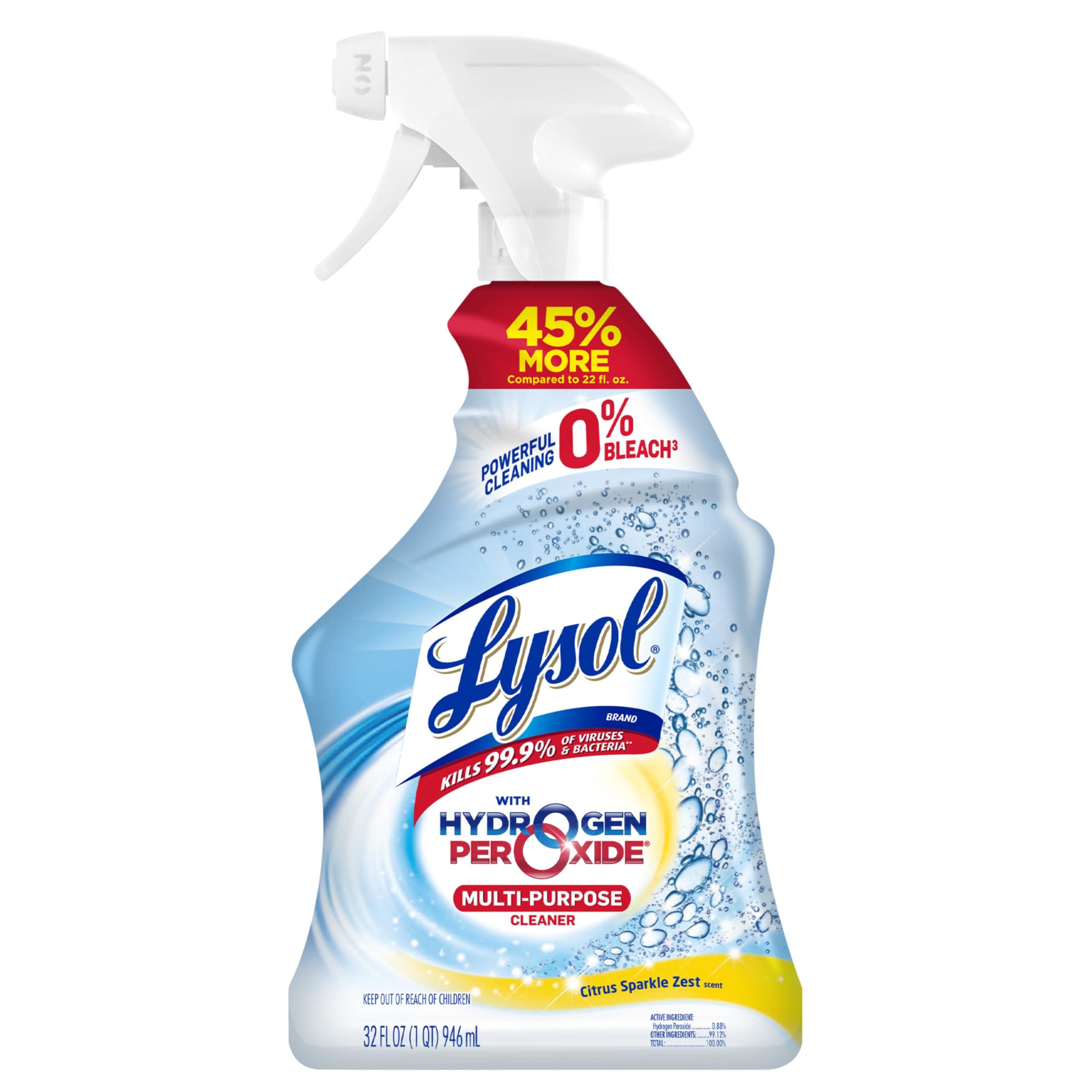 Lysol Power and Free Multi-Purpose Cleaner, Citrus Sparkle, 32 Ounce
