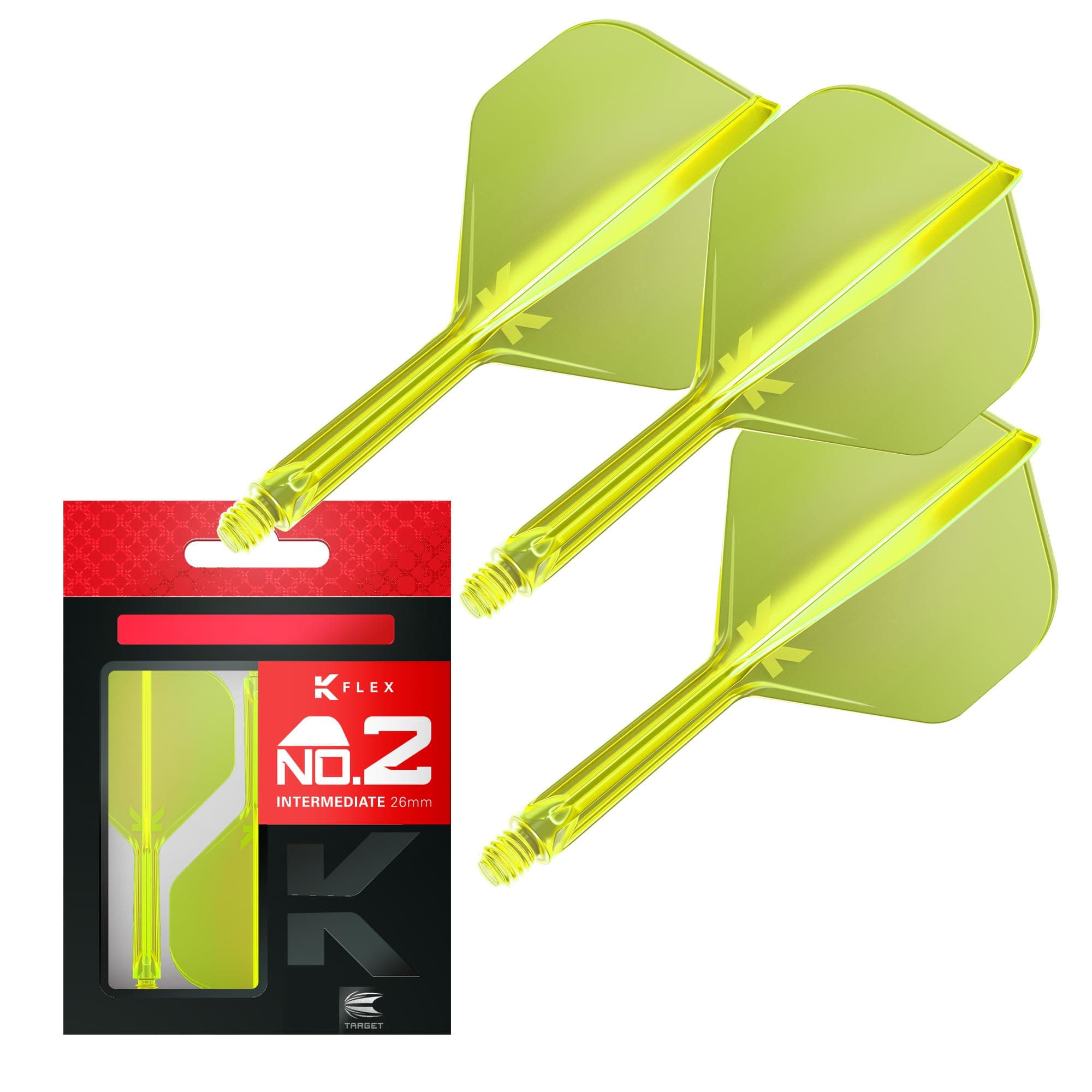 Target Darts K Flex Integrated Dart Flights And Shafts, No.2 | Pack Of 3 K-Flex - No2, Kflex All In One Moulded Dart Flight & Stem Lengths: Short, Intermediate & Medium | Professional Dart Accessories