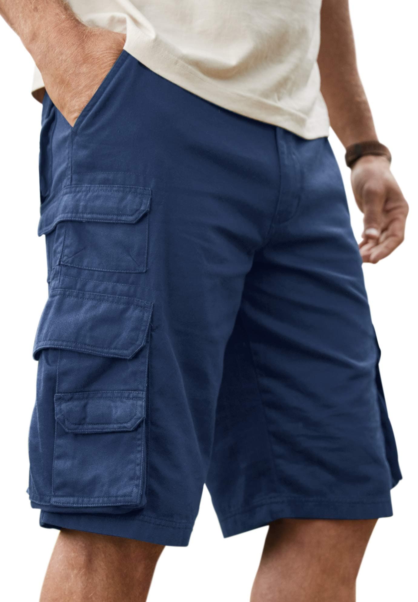Boulder Creek by Kingsize Men's Big & Tall Side-Elastic Stacked Cargo Pocket Shorts