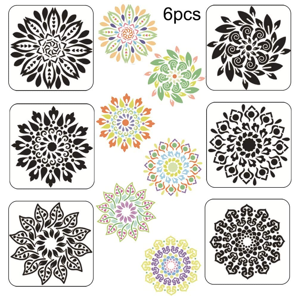 Mandala Dotting Tools Reusable Mandala Painting Stencils Template DIY Scrapbooking Craft Rocks Stone Wall Art Wood Furniture (style2)