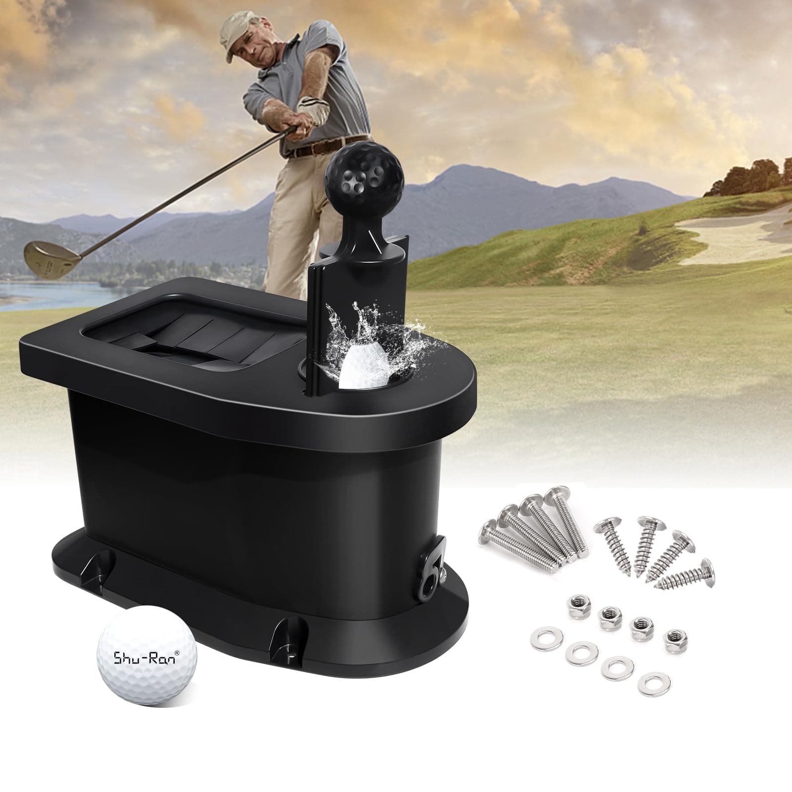Golf Cart Ball Washer and Club Cleaner Kit for EZGO, Club Car, Yamaha, Advanced EV, Star EV, Universal & Detachable