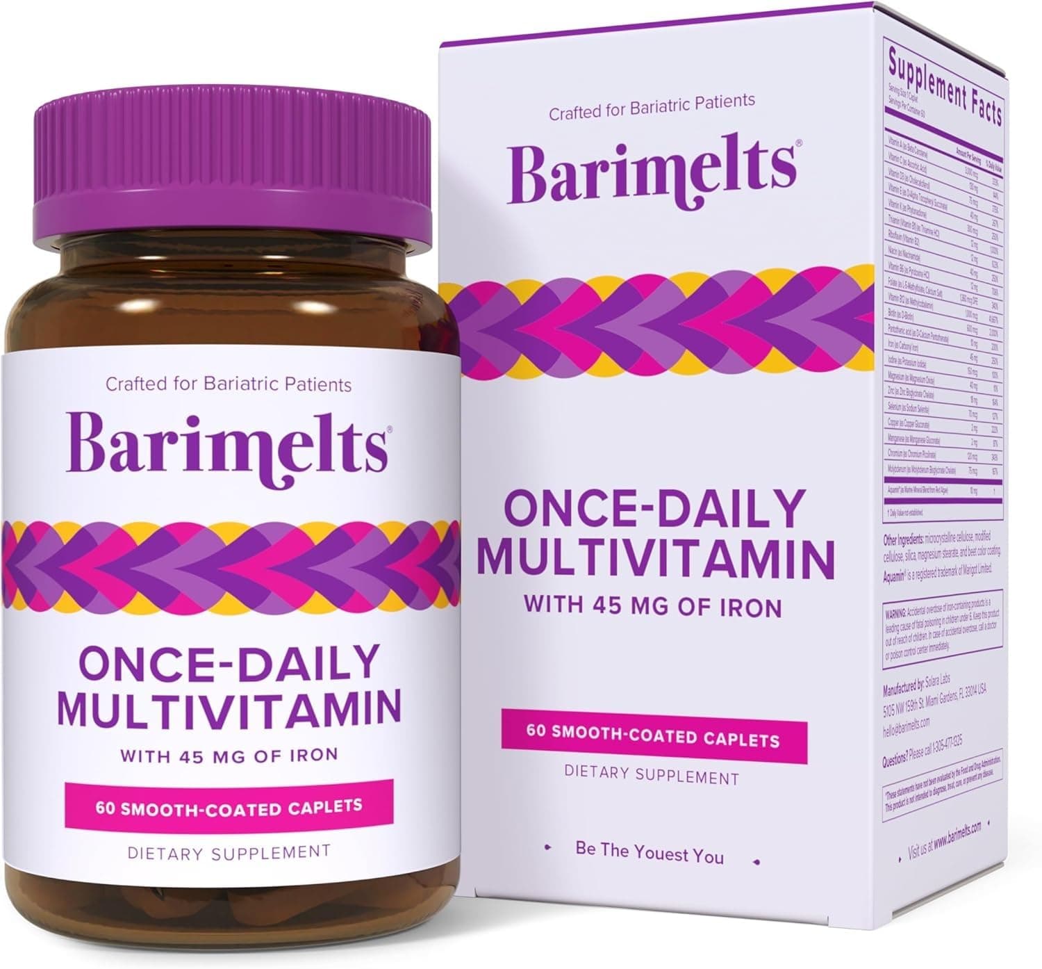 Once Daily Bariatric Multivitamin with Iron, 60 Easy-Swallow Caplets (2-Month Supply), Multivitamin for Women, Multimineral Complex, Supports Nutrition After Bariatric Surgery