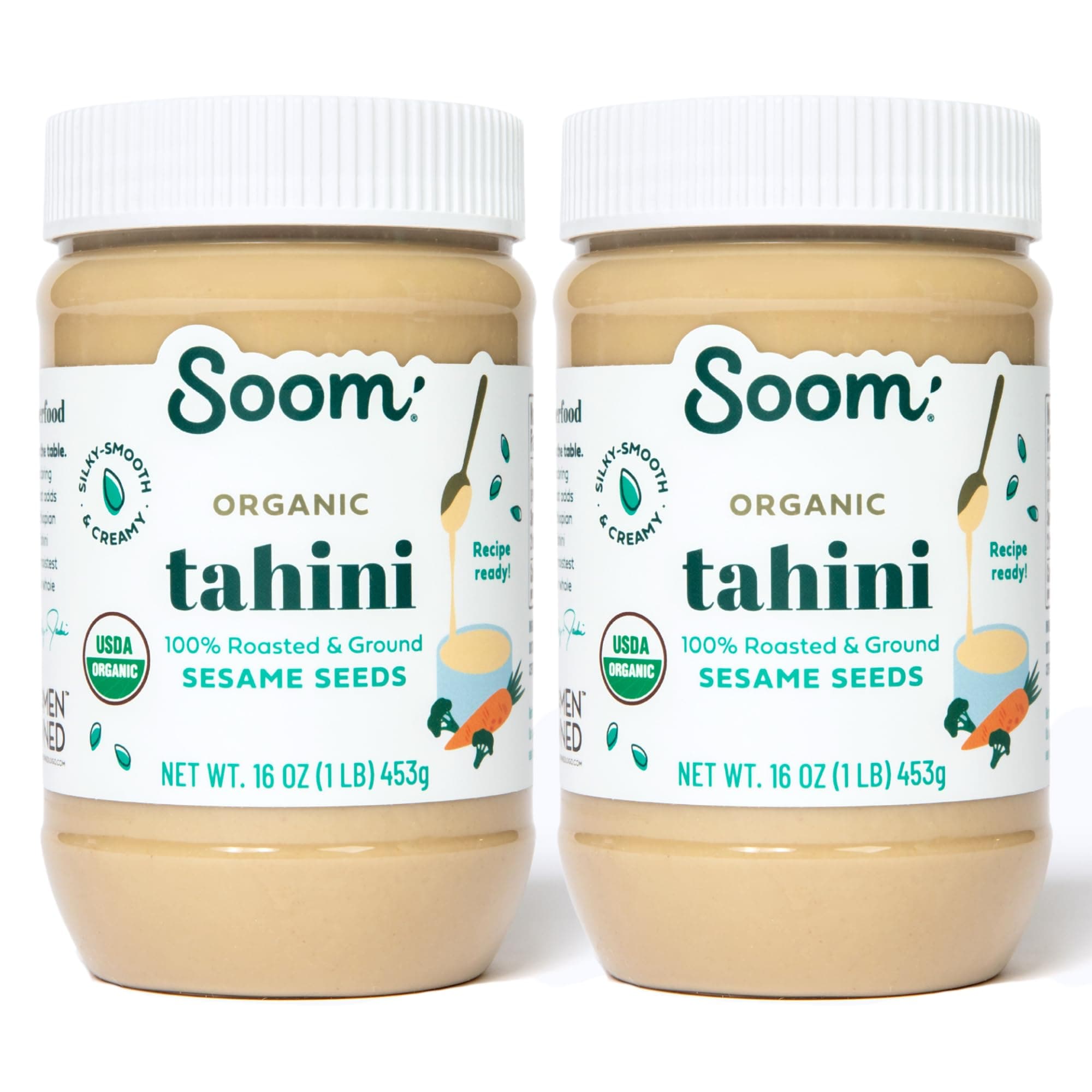 Foods Organic Tahini 16oz (2 Pack) | Roasted & Ground Sesame Seed Paste | Creamy Tahini for Dubai Chocolate, Hummus, Sauces | Vegan, Nut-Free, Gluten-Free, Kosher, Keto, Paleo, Whole30