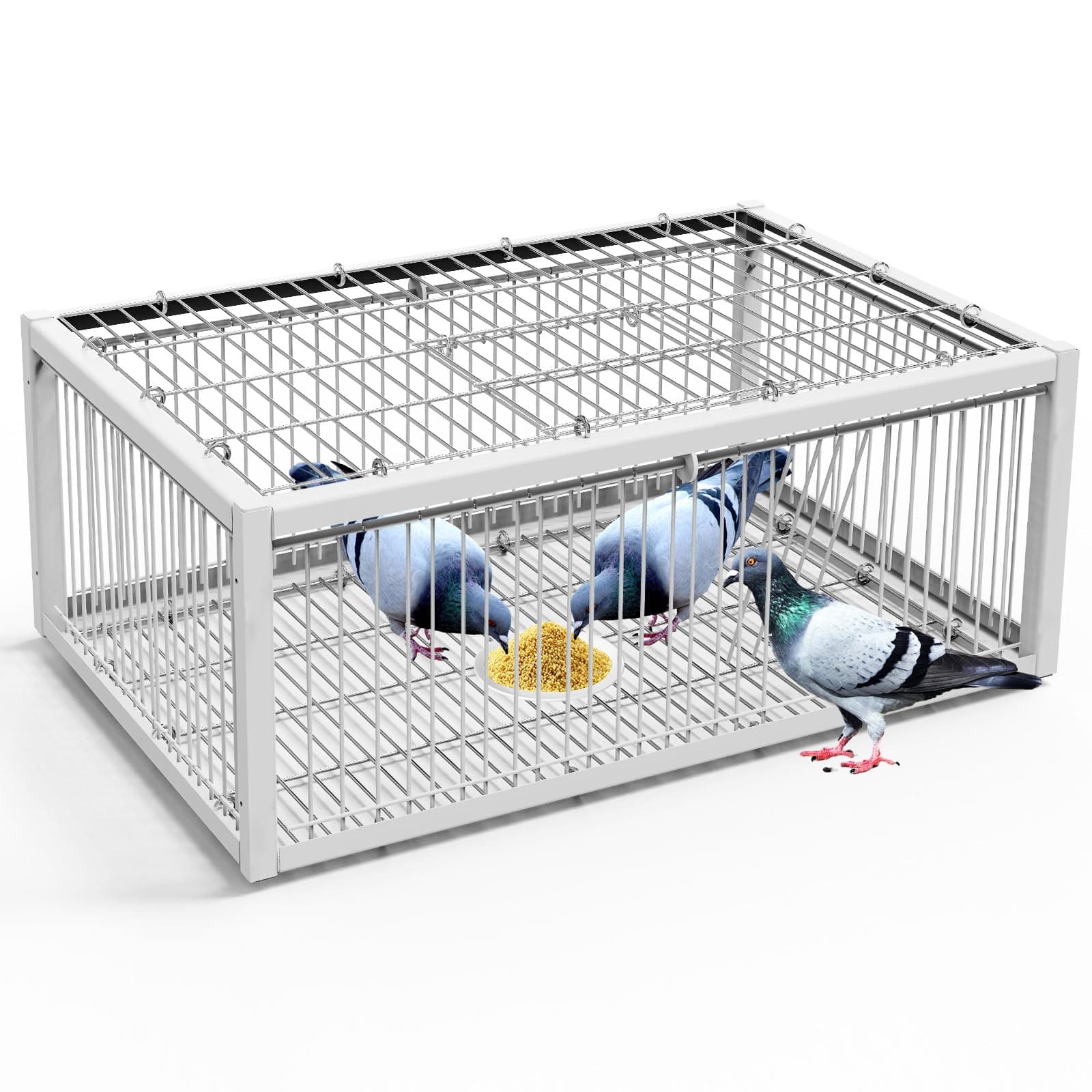 Pigeon Escape-Proof Trap with One-Way Entry, Four-Door Cage, U-Trap Door, Ideal Pigeon Coop for Roof, Patios & Gardens