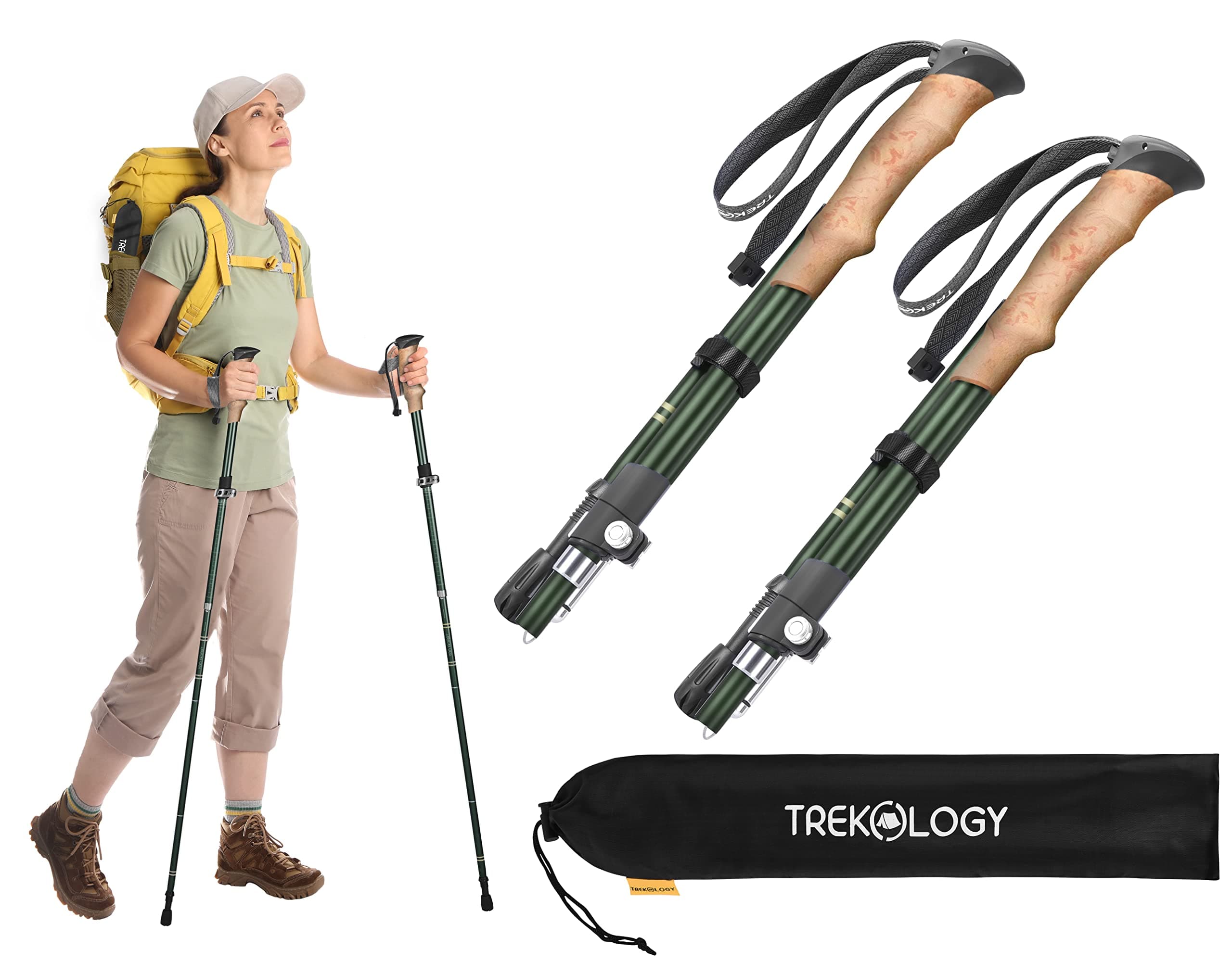 TREKOLOGY Trekking Poles for Hiking Poles Collapsible Lightweight Hiking Sticks Hiking Poles for Men Walking Sticks for Hiking Sticks for Women Walking Poles Hiking Poles for Women TREKZ SE 2PC