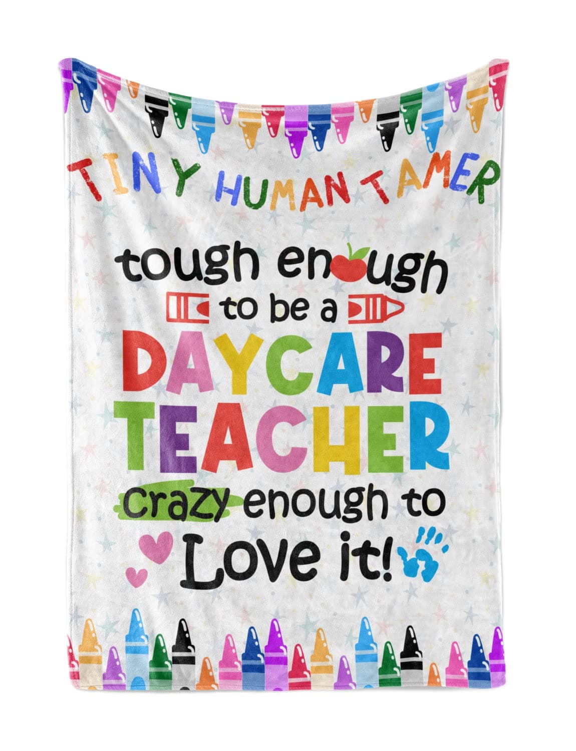 Tiny Human Tamer Teacher Appreciation Gifts, Flannel Blanket Throws as Christmas, Retirement, End of Term Gift for Daycare Teachers Providers, 50"x 65"