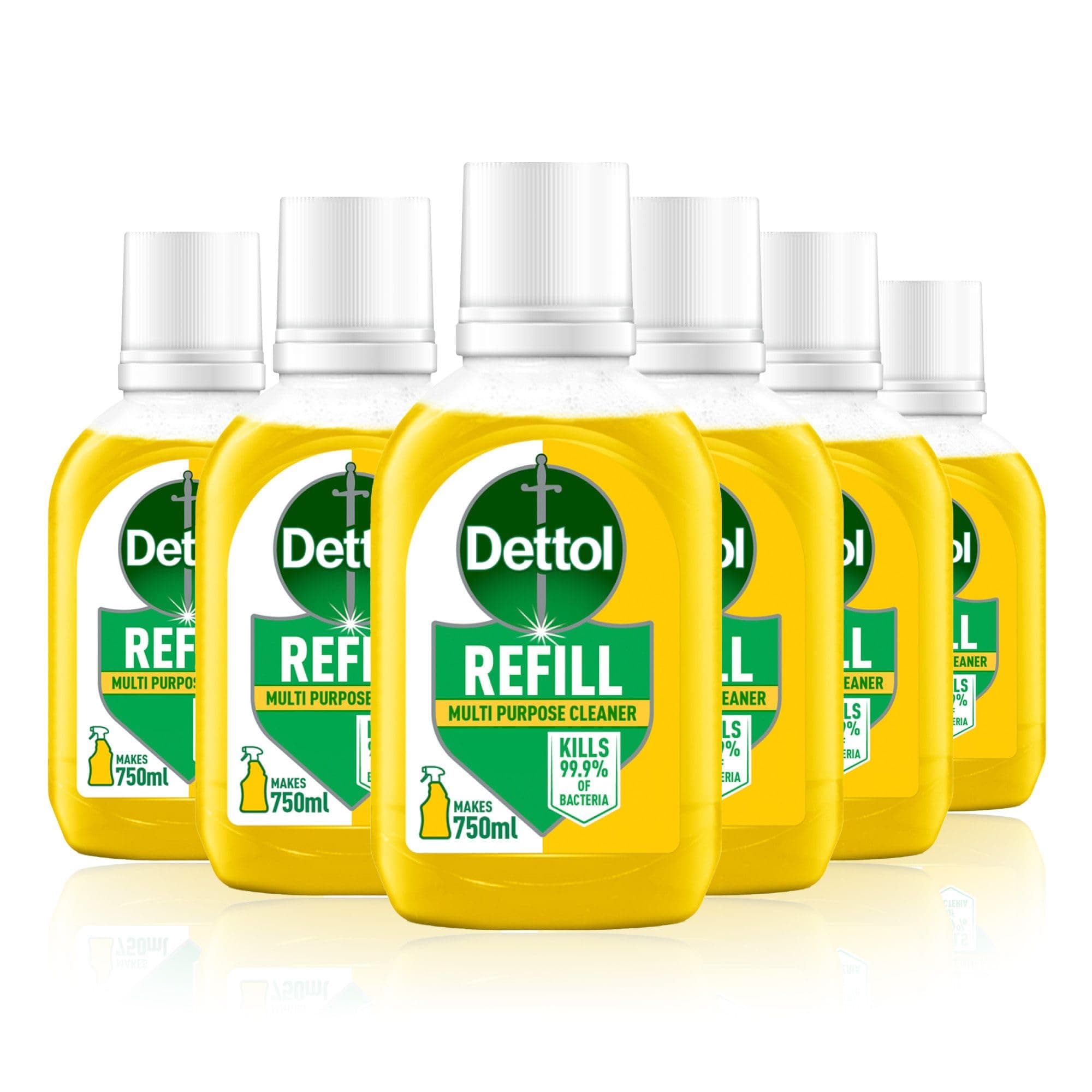 DettolCleaner Spray Refill, Citrus, Multipack of 6 X 50ml, Total 300ml, Makes 750ml Per Refill, Kitchen Spray Cleaner, Kills 99.99% of Germs, Antibacterial, Disinfectant, Household Cleaners