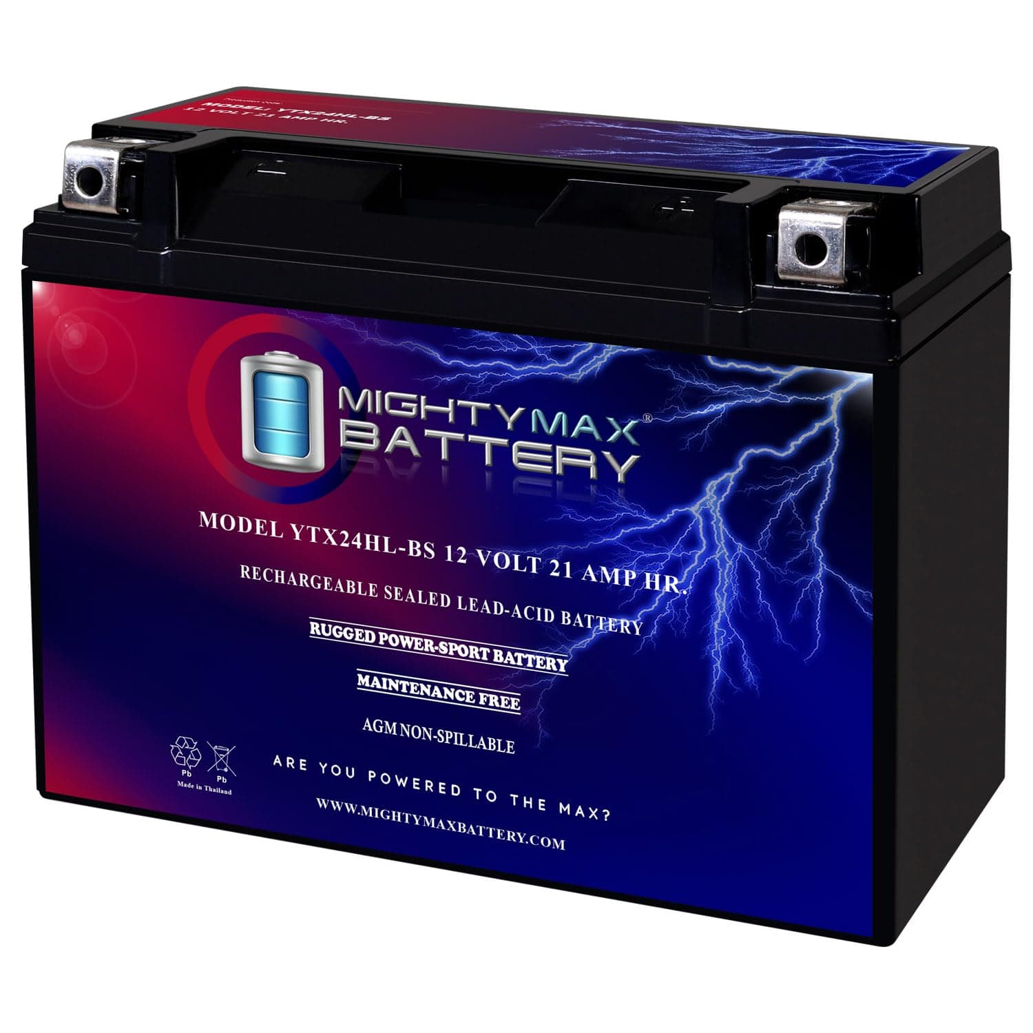 Mighty Max Batteryブランド製品 YTX24HL-BS - 12V 21AH 350 CCA - SLA パワースポーツバッテリー