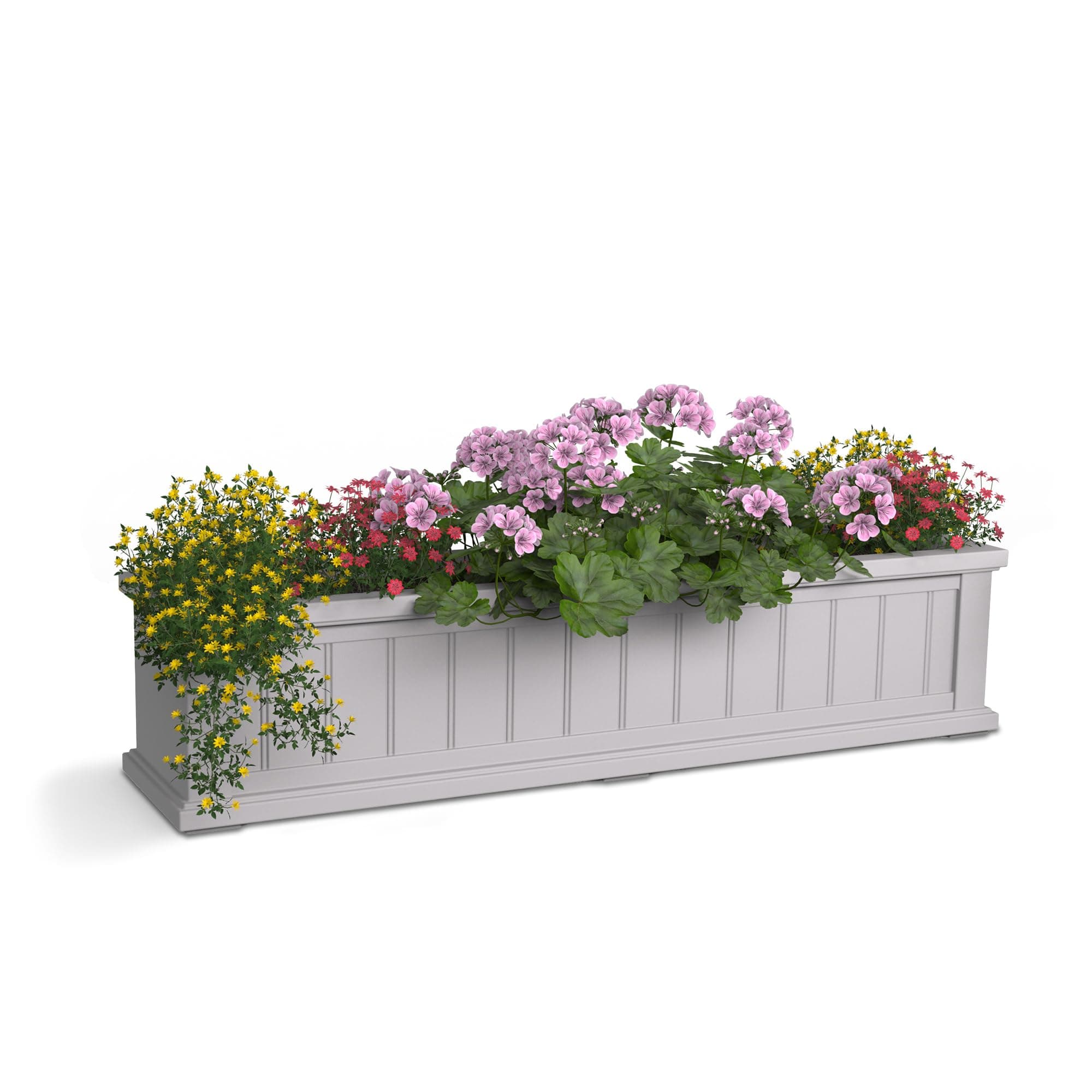 Mayne Cape Cod 4ft Window Box - White - 48in L x 11in W x 10.8in H - Polyethylene - Built-in Water Reservoir (4841-W)