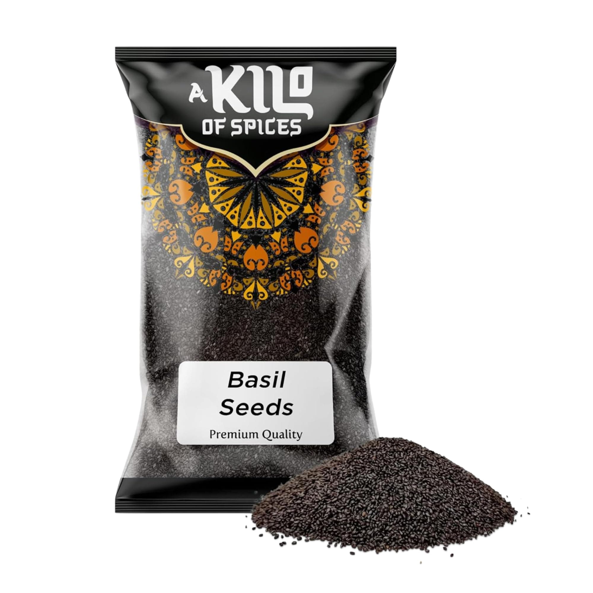 A Kilo of Spices | Basil Seeds 1Kg | Basil Seeds for Eating | Edible Sabja, Tukmaria for Falooda & Desserts | Low-Calorie Superfood for Drinks & Recipes