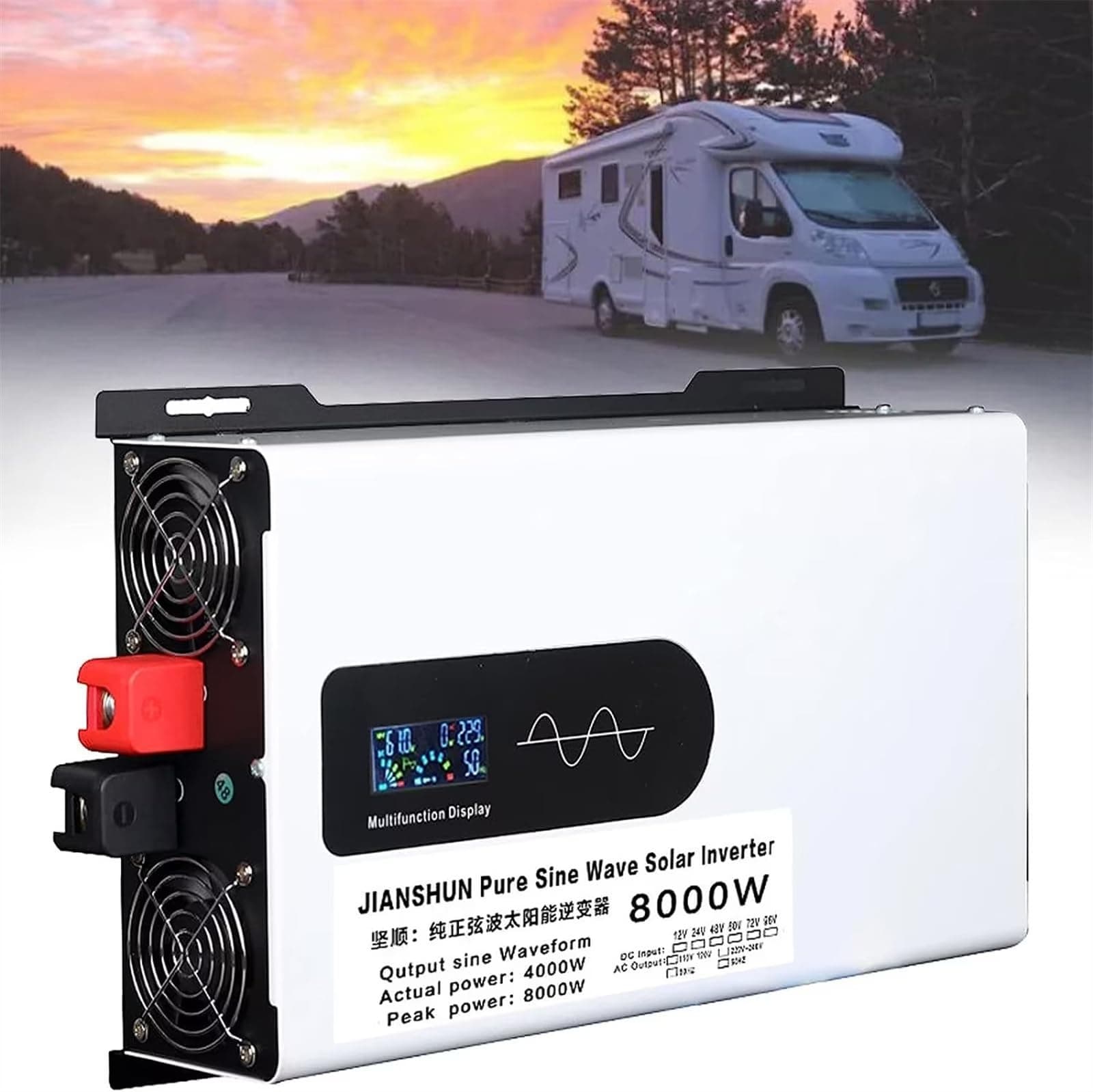5000W 6000W 8000W 10000W 12000W Pure Sine Wave Inverter Power Inverter DC 12V 24V 48V 60V 72V to 110V 220V AC Converters Voltage Transformer Solar Inverter for RV/Outdoor/Camping(8000W,72Vto110V)