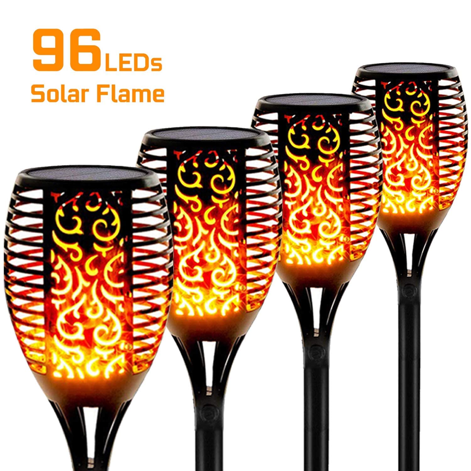 OtdairSolar Lights Outdoor Upgraded,4 Pack 43" Waterproof Flickering Flames Solar Torch Lights,Solar Tiki Torches Dusk to Dawn Auto On/Off Decoration Lighting for Garden Patio Driveway Pathway