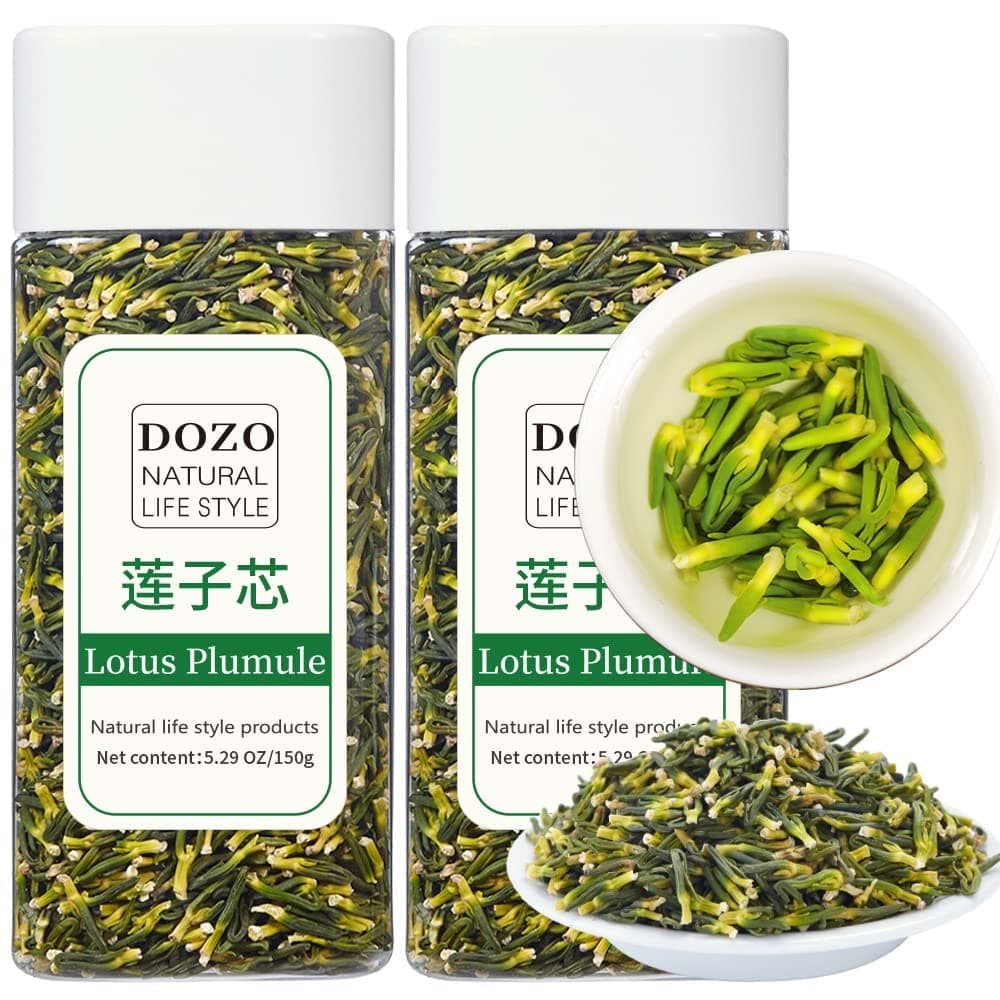 - DOZO Dried Lotus Plumule Tea 10.58oz/300g Wild Natural Lotus Seed Core Premium Chinese Herbal Bitter Tea Dried Herbs, Sulfur Free, Caffeine Free 莲子心 特级免洗莲子芯