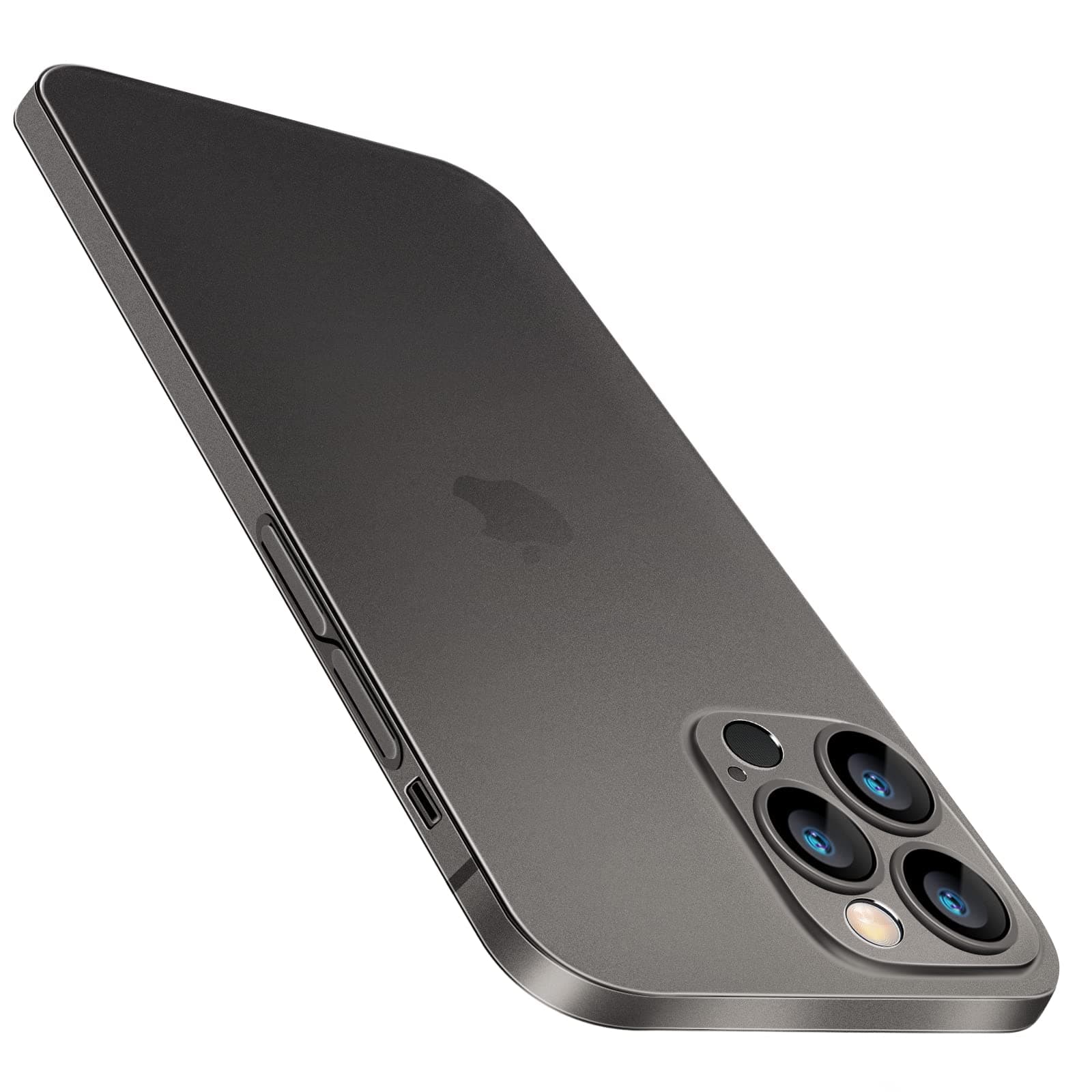 Purluct Slim Paper-Thin Transparent Finish Skin Ultra Protective Back Cover, Camera Protection 6.7in for iPhone 14 Pro Max, Non Yellowing (Black)