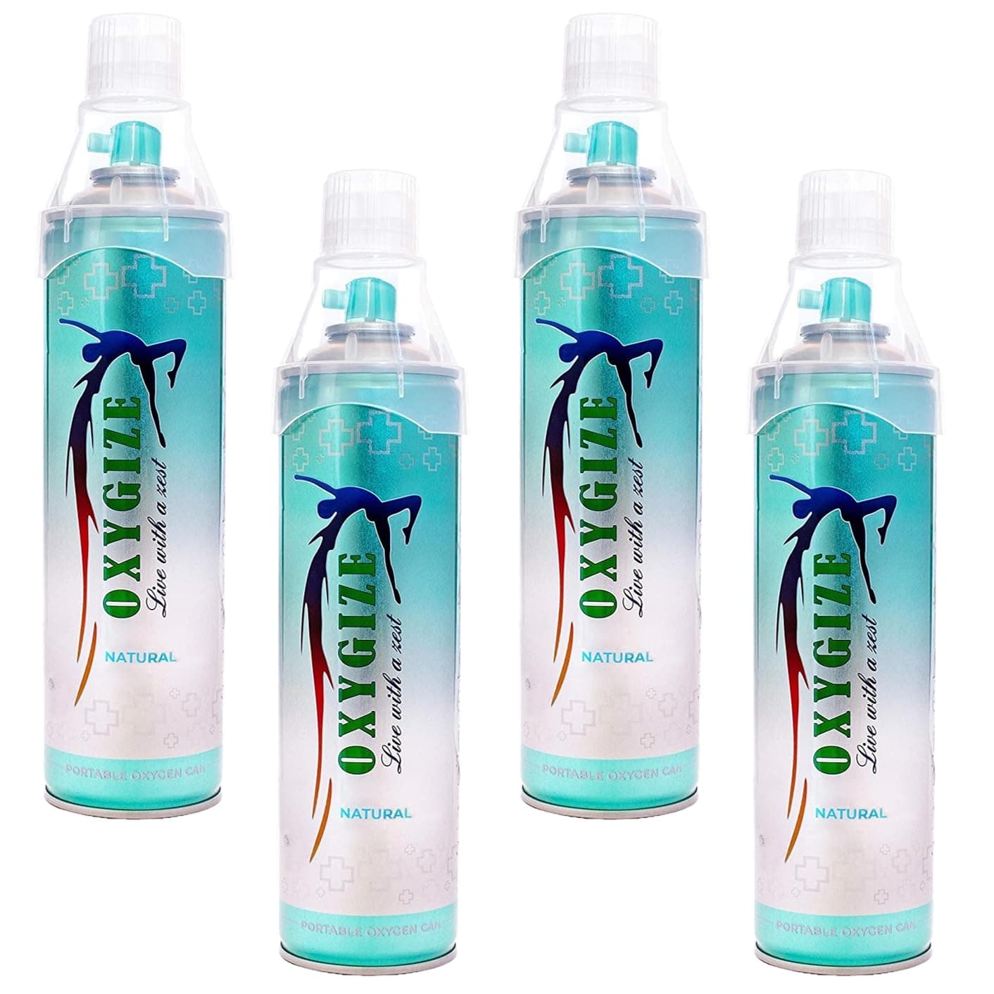 Portable 40L Natural Oxygen Canister with Protective Mask – Pack of 4 (Each 10L, Approx. 150 Breaths) – Boost Immunity, Air Pollution Relief, Sports Recovery, Hangover Cure & Stress Relief