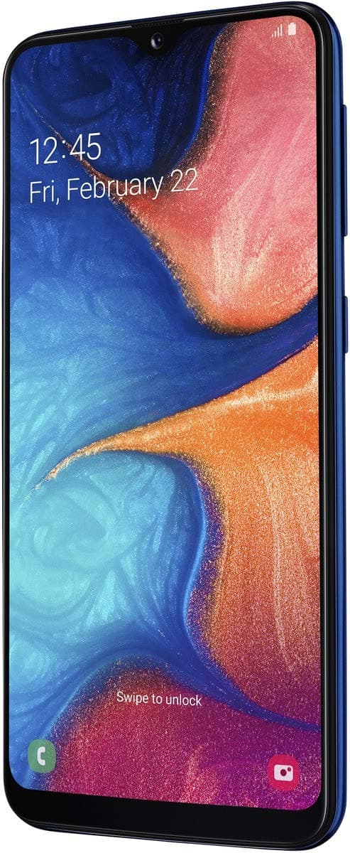 Samsung Galaxy A20e Dual-SIM SM-A202F/DS 32GB (GSM Only, No CDMA) Factory Unlocked 4G/LTE Smartphone - International Version (Blue)