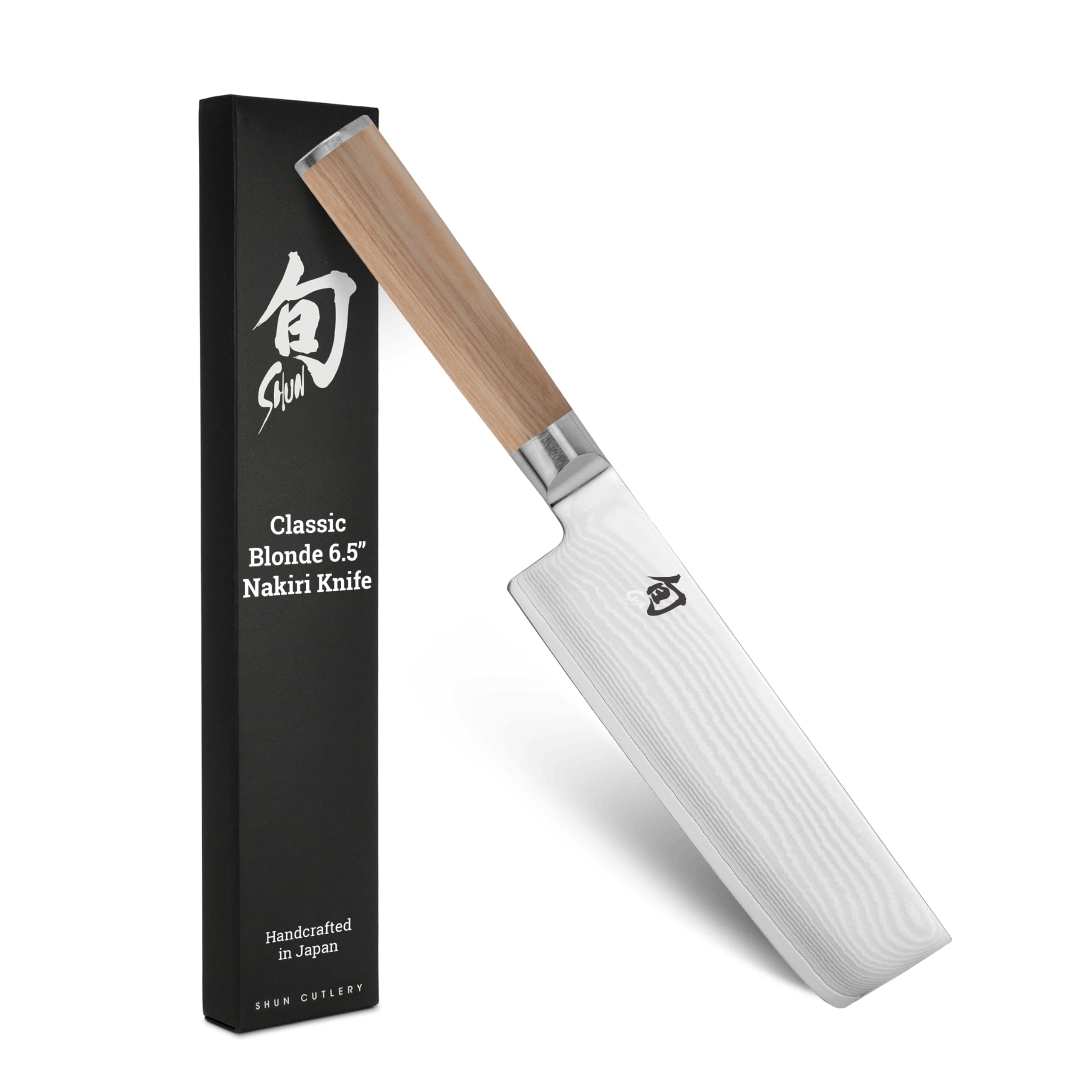Shun Classic Blonde Nakiri Knife, 6.5 inch VG-MAX Stainless Steel Blade, Cutlery Handcrafted in Japan