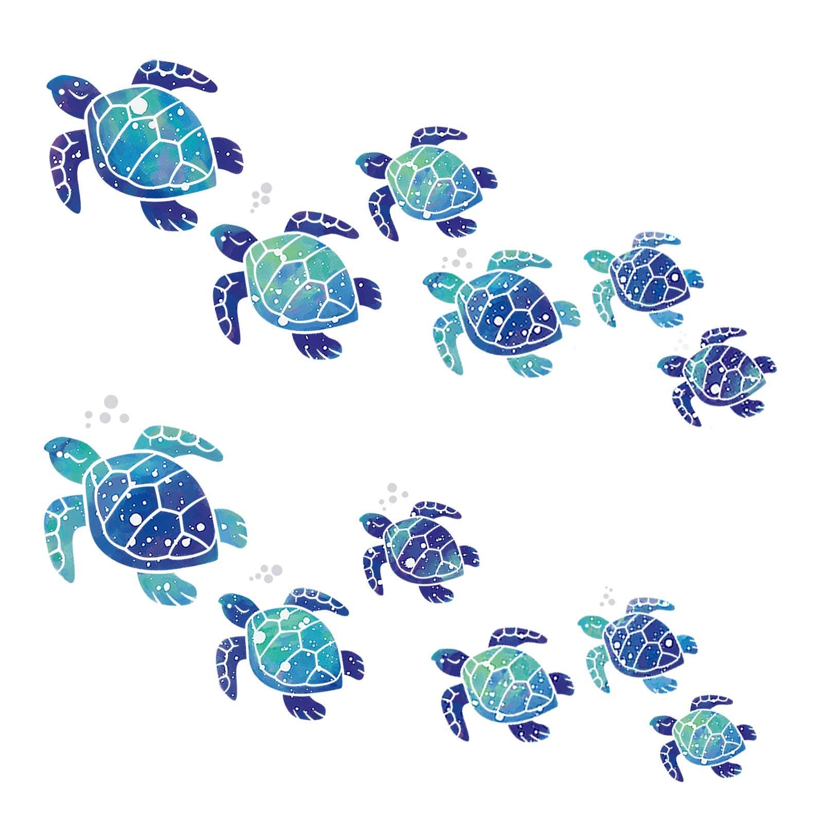 Zonon 12 Pcs Sea Turtle Wall Decals Ocean Turtle Vinyl Stickers Underwater Bathroom Decals Waterproof Wall Sticker Decoration for Home Office Nursery Room Toilet (Blue)