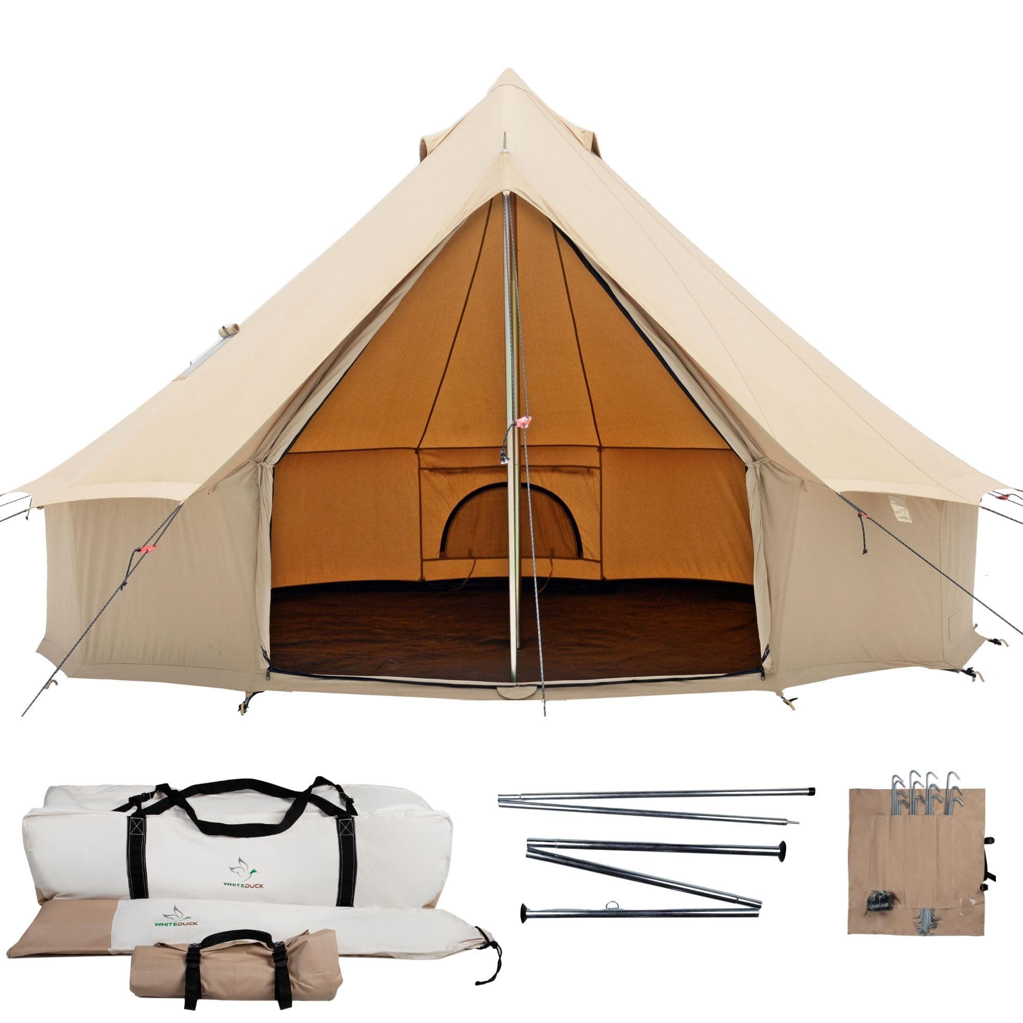 WHITEDUCK Regatta Canvas Bell Tent - w/Stove Jack, Waterproof, 4 Season Luxury Outdoor Camping and Glamping Yurt Tent Made from Premium & Breathable 100% Cotton Canvas