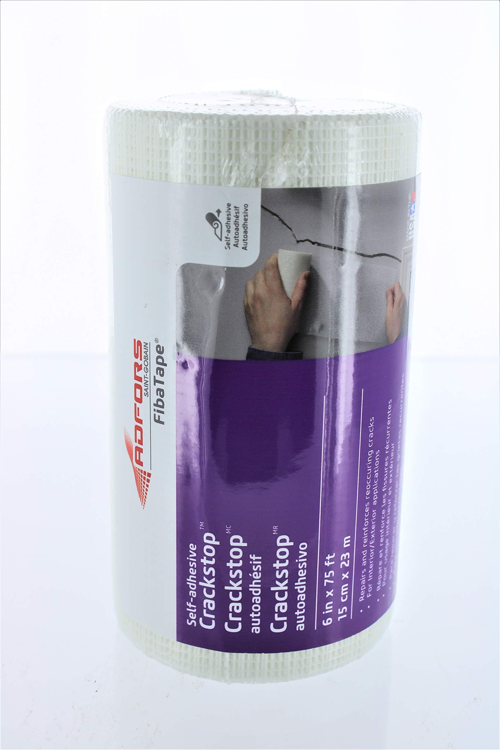 FDW6568-U Glass Mesh 6 inches by 75-Feet Wall Repair Fabric/Self Adhesive, White