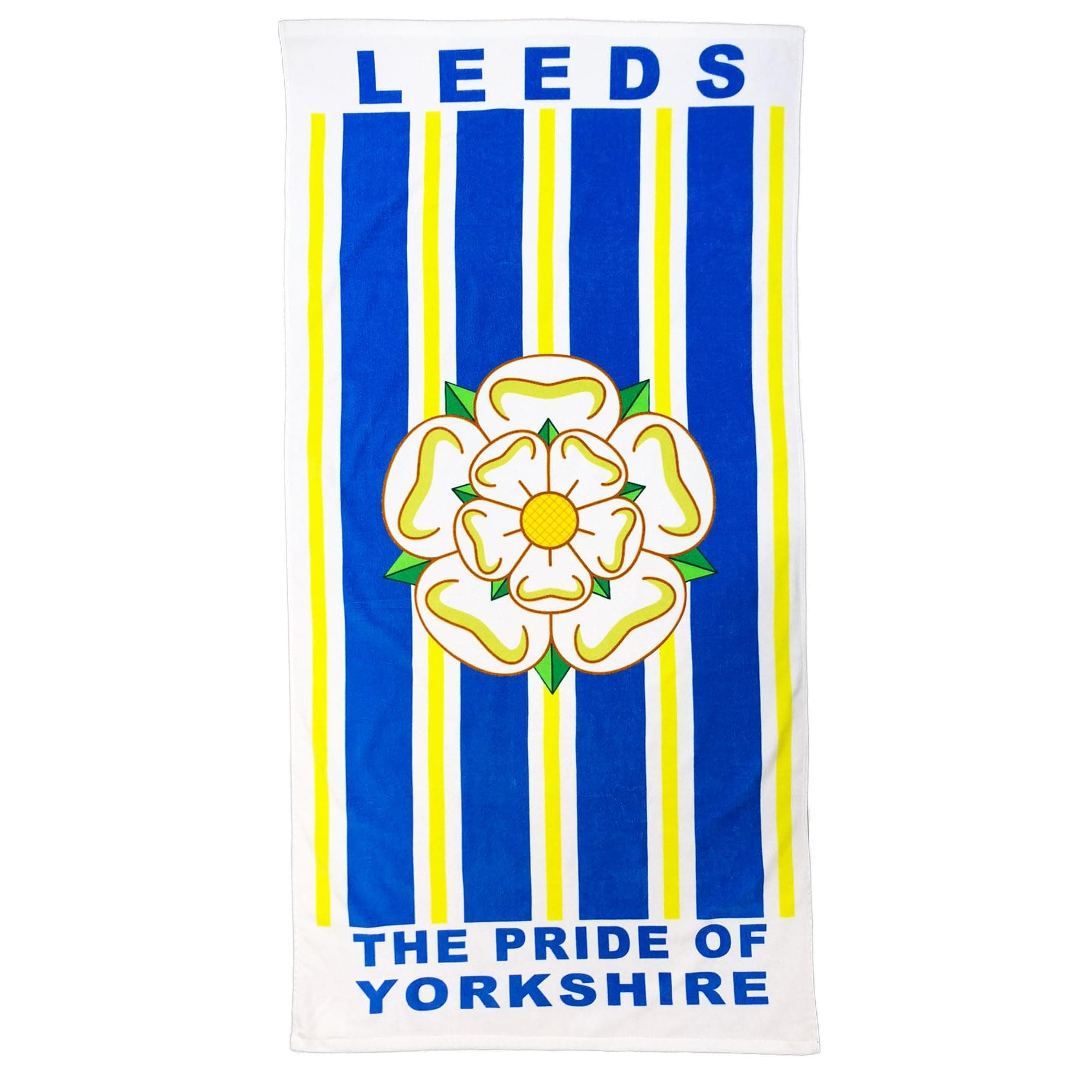 Leeds Giant Yorkshire Rose Beach & Bath Towel, 100% Cotton & 150cm X 75cm, Leeds Football Fans Holiday Beach Towel, Big Bath Towel for Leeds Sports Fans