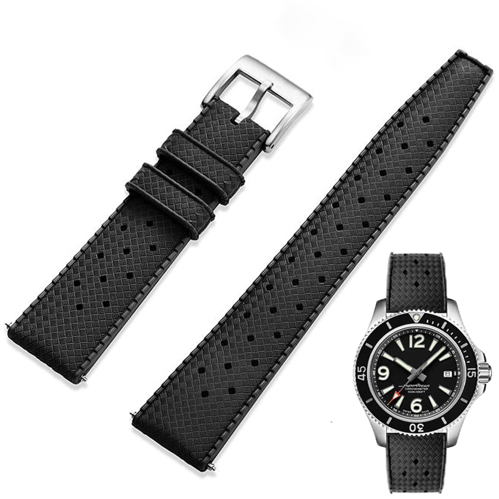 Niziruoup FKM Rubber Watch Strap Quick Release Tropical Style Fluororubber 18...