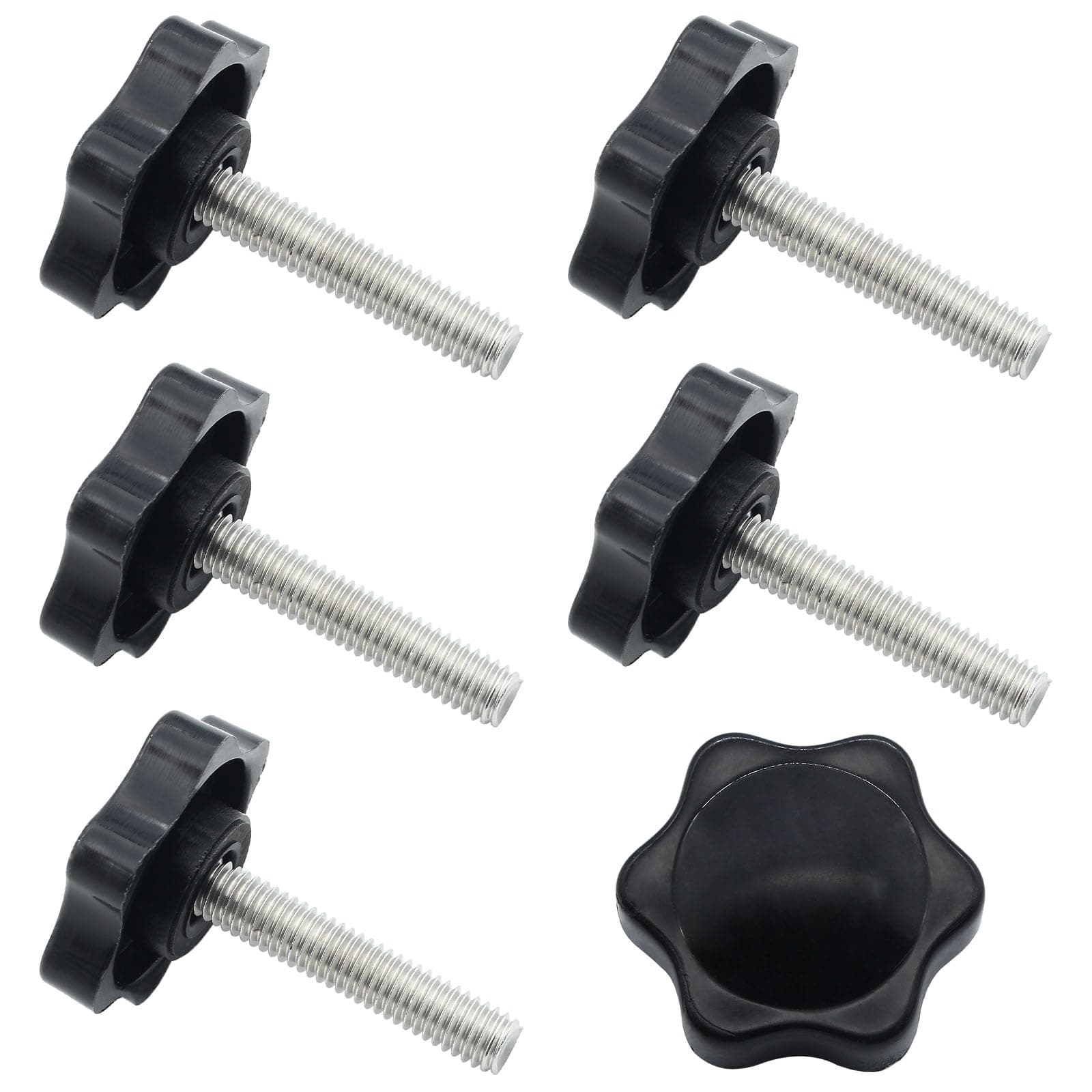 LifCratms 6 Pieces M6 x 40mm Thread Star Knobs, Plastic Hex Shaped Clamping Knob Handle Hand Tightening Screw Knob for Umbrella Base Replacement