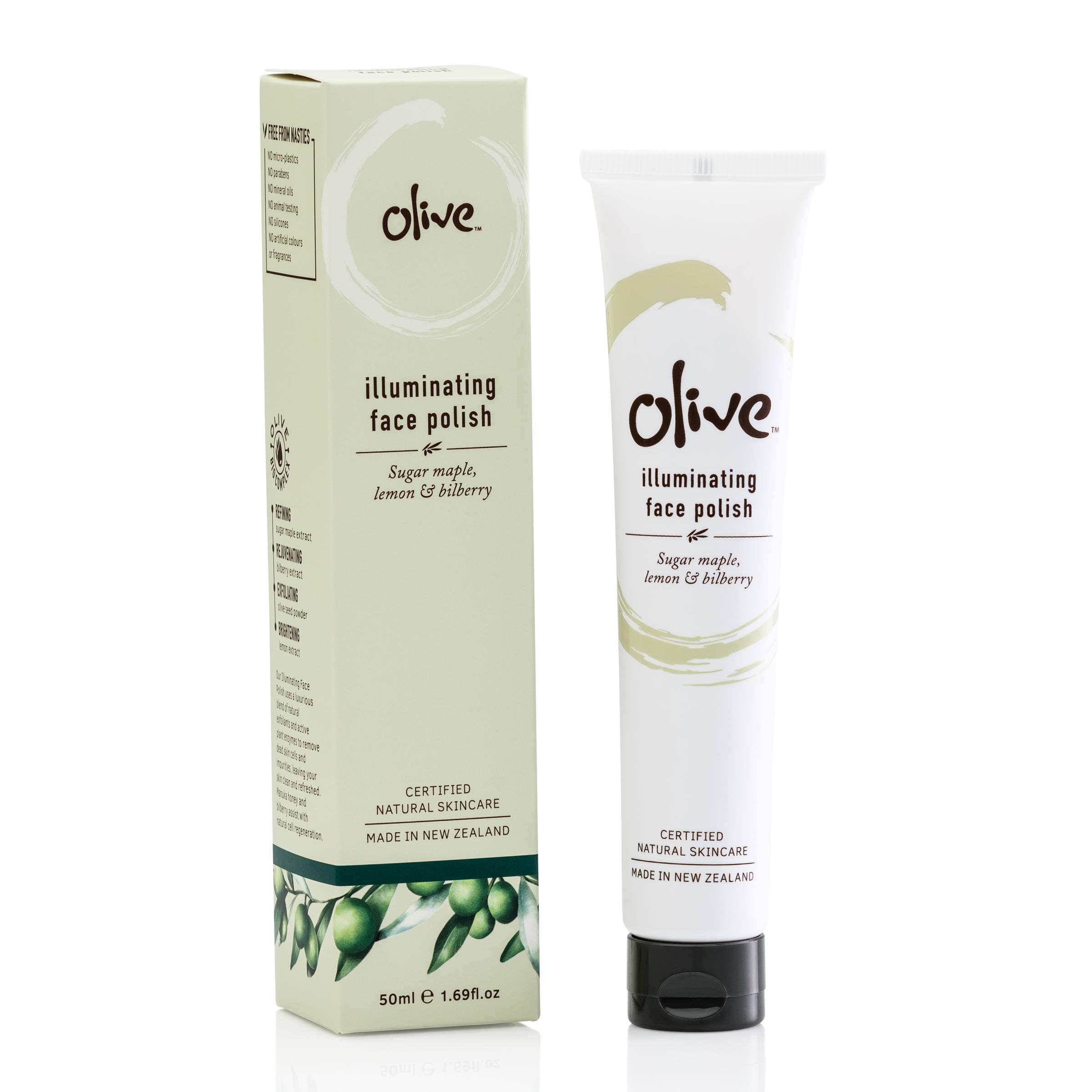 Olive Certified Natural Skin Care, Illuminating Face Polish, 1.69oz Bottle