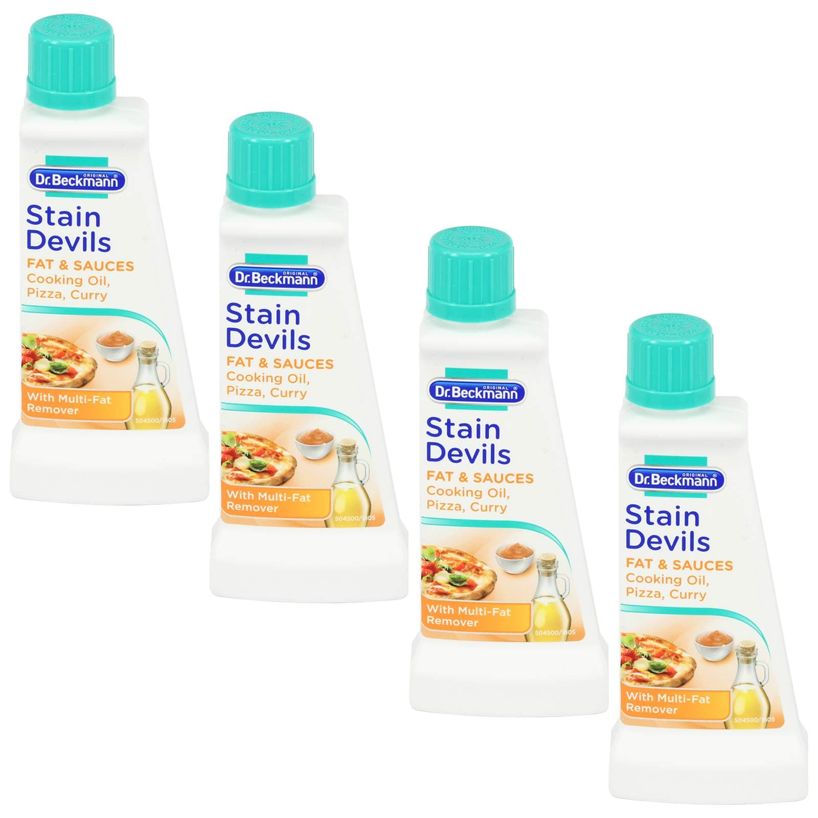 Dr Beckmann Stain Devils Fat & Sauces Cooking Oil, Pizza & Curry Stain Remover (4 x 50ml)