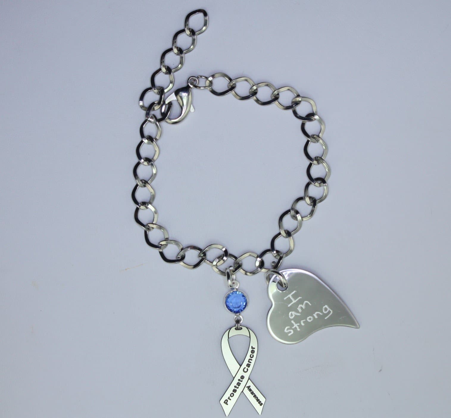 Personalized Prostate Cancer Awareness Ribbon Bracelet - Heart Charm with Your Custom Message