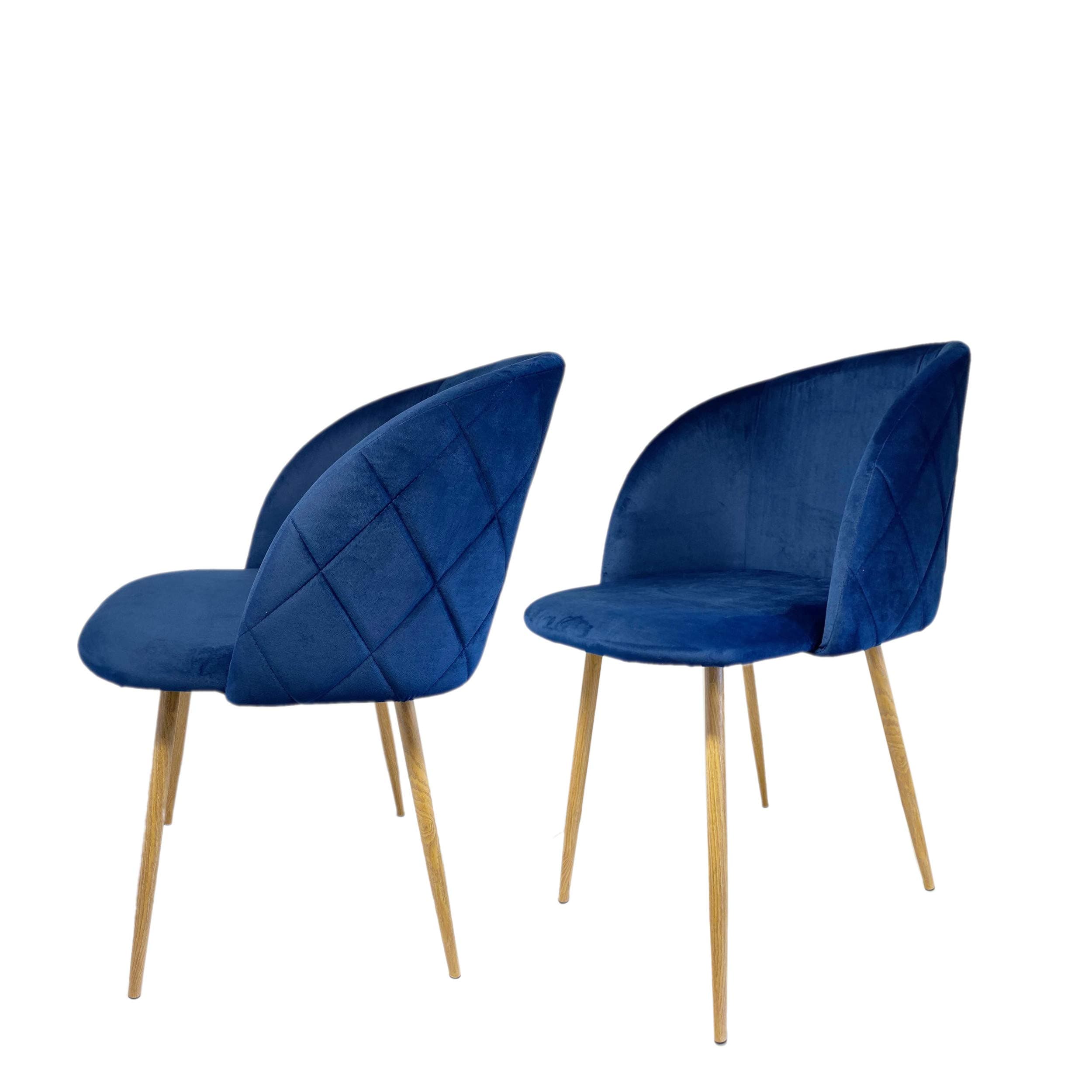 Snug Velvet Dining Chairs w Fabric Seat and Back Kitchen, Dning, Lounge Chairs with Wooden Style Sturdy Metal Legs, Set of 2, Blue