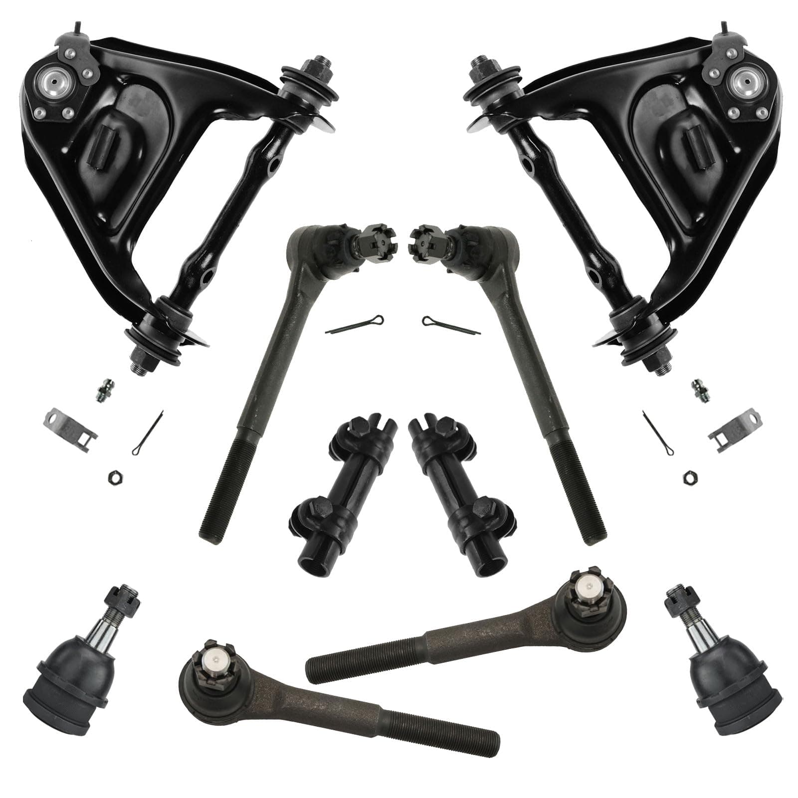 TRQ Front Steering & Suspension Kit Ball Joint Control Arm with Ball Joint Tie Rod Adjusting Sleeve Compatible with Chevrolet GMC