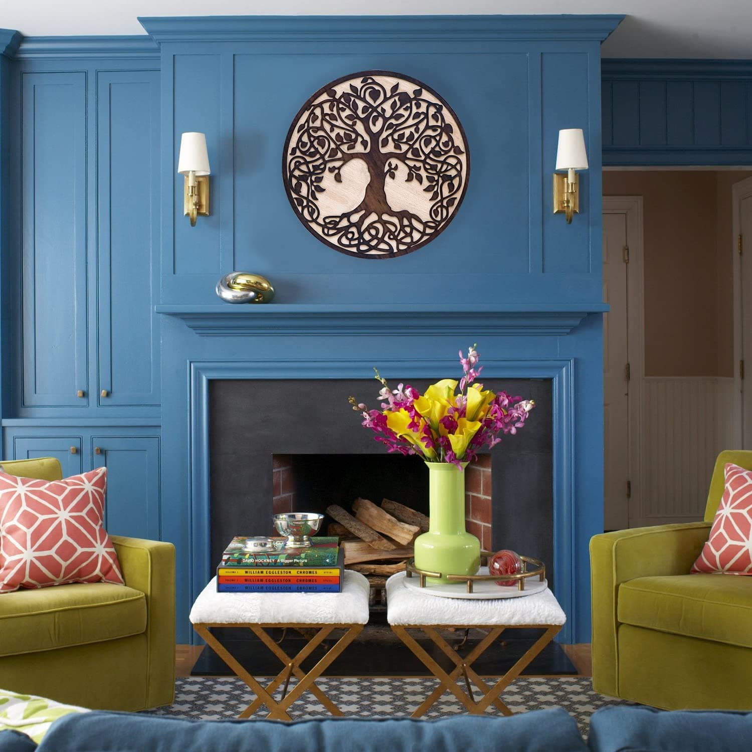 Delavala MDF Tree of Life Circle Shape MDF Hanging for Wall Decoration | Wall Hanging Art Home Decor for Living Room, Bedroom, Kids Room | Round Showpiece for Gift Present