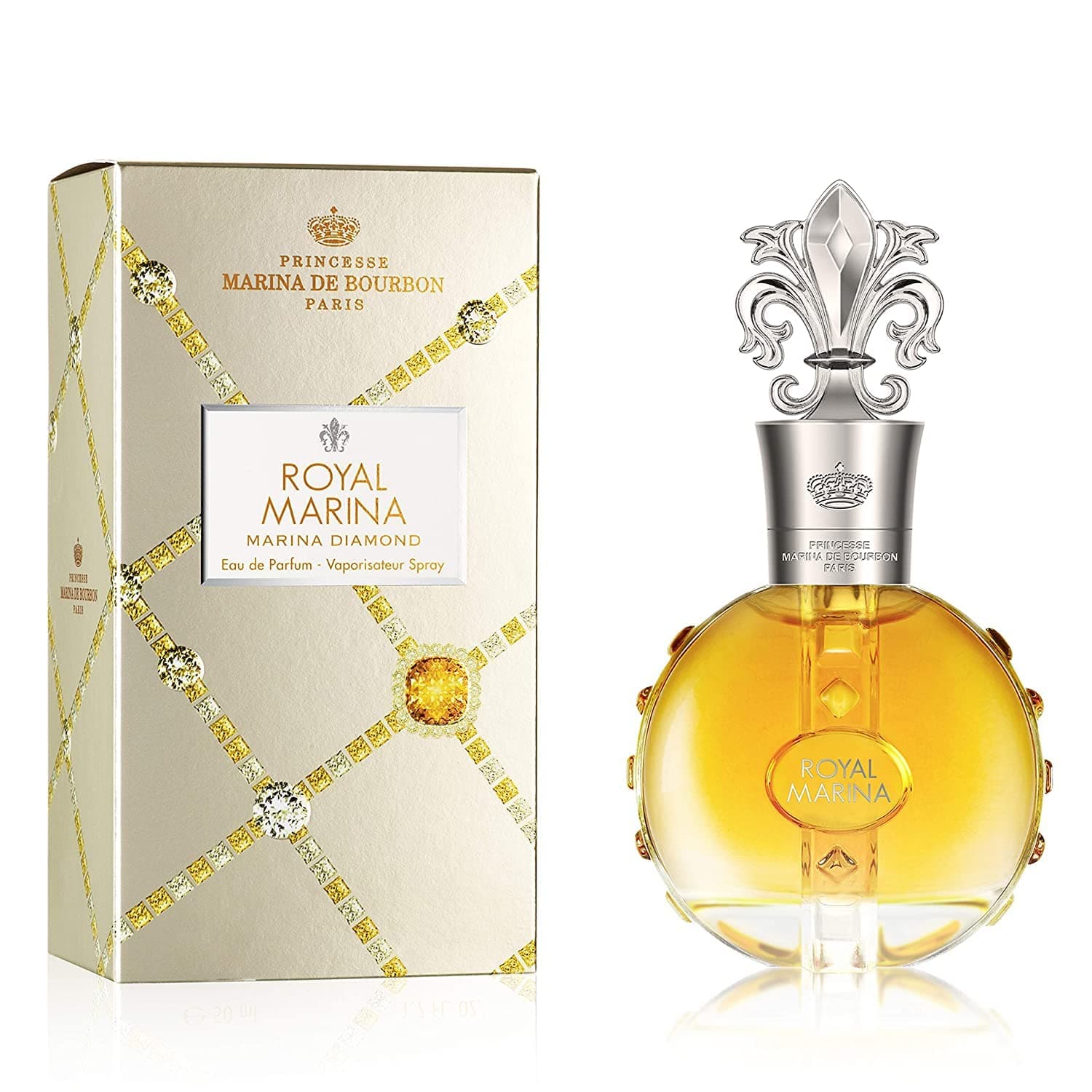 Princesse Marina de Bourbon Royal Marina Diamond Eau de Parfum for Women - Amber Scent - Opens with Notes of Grapefruit and Blackcurrant - Perfume for Seductive and Confident Ladies - 1 oz