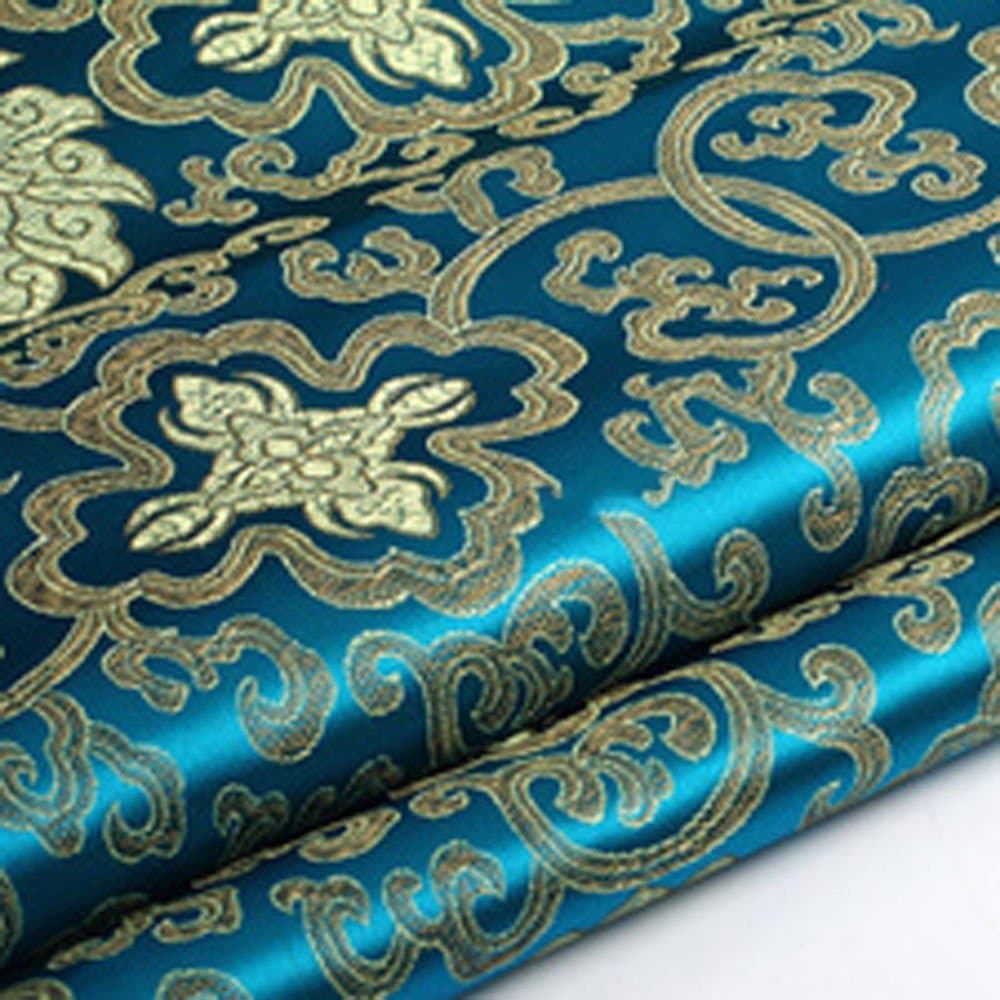 Shanghaipop 35x39 in/90x100 cm Chinese Embroidery Flower Brocade Silky Satin Fabric for Sheet Quilting