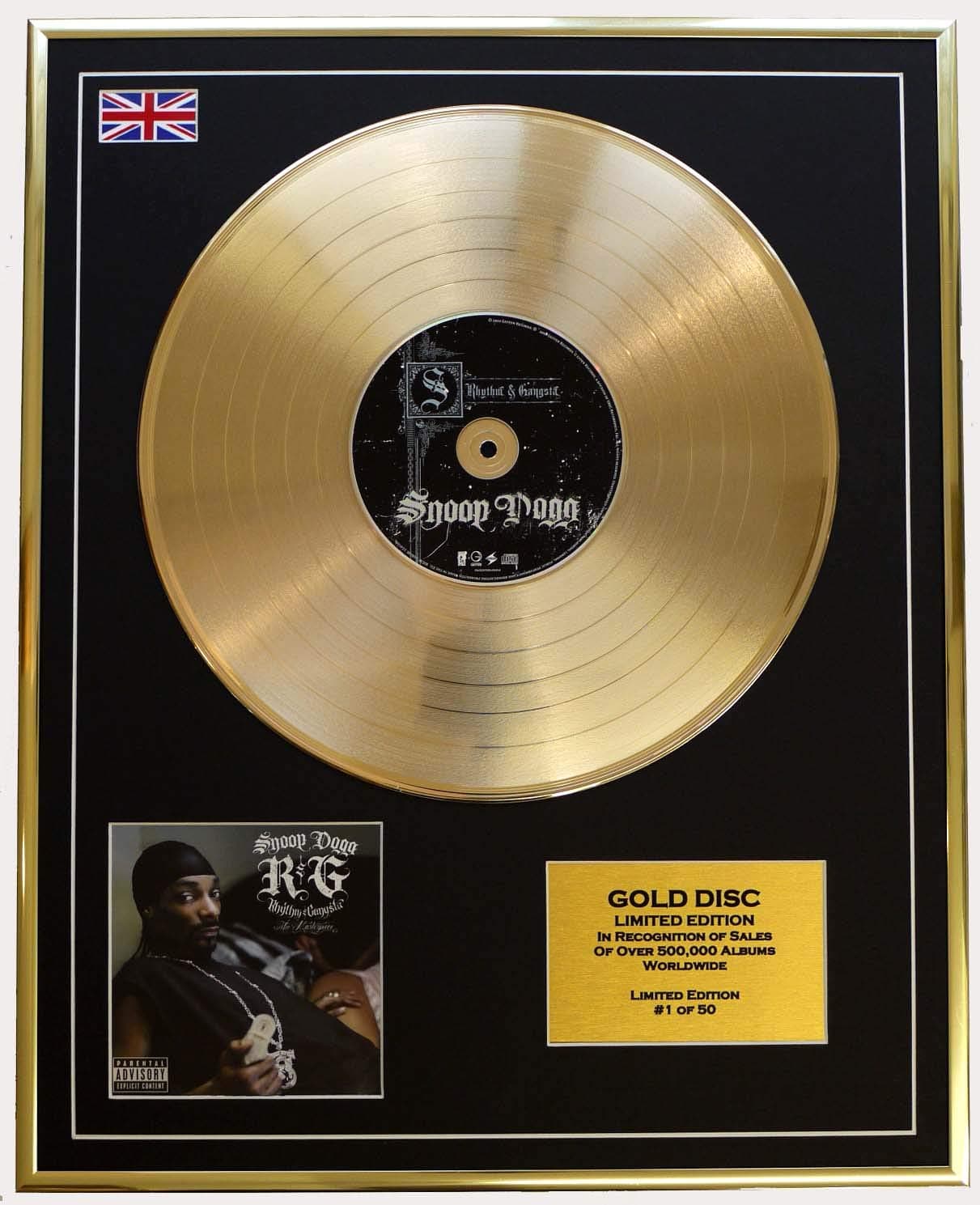 Limited Edition Cd Gold Disc Snoop Dogg R & G'/(Snoop Dogg) Wall Art Poster Living Room Wall Panel