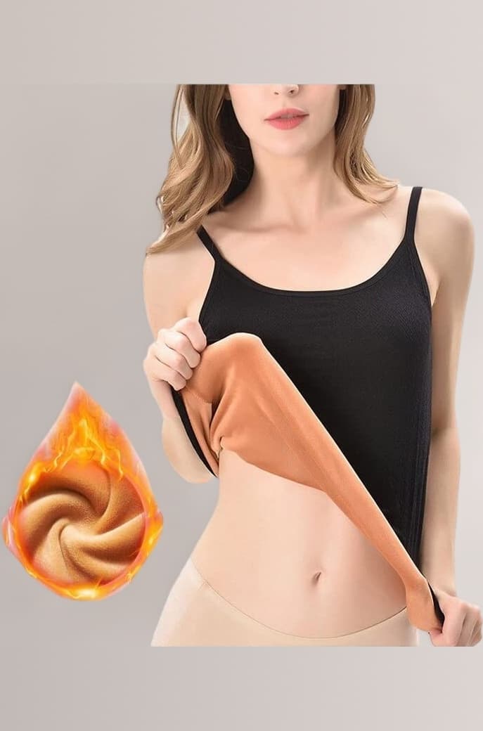 Women's Thermal Underwear Tops Thicken Plus Velvet Camisole Apricot Sexy Stretchy Slim-Fit Body Shaper Vest Shirt (Free Size) (Bust Size : 66 to 90 CM) Stretchable