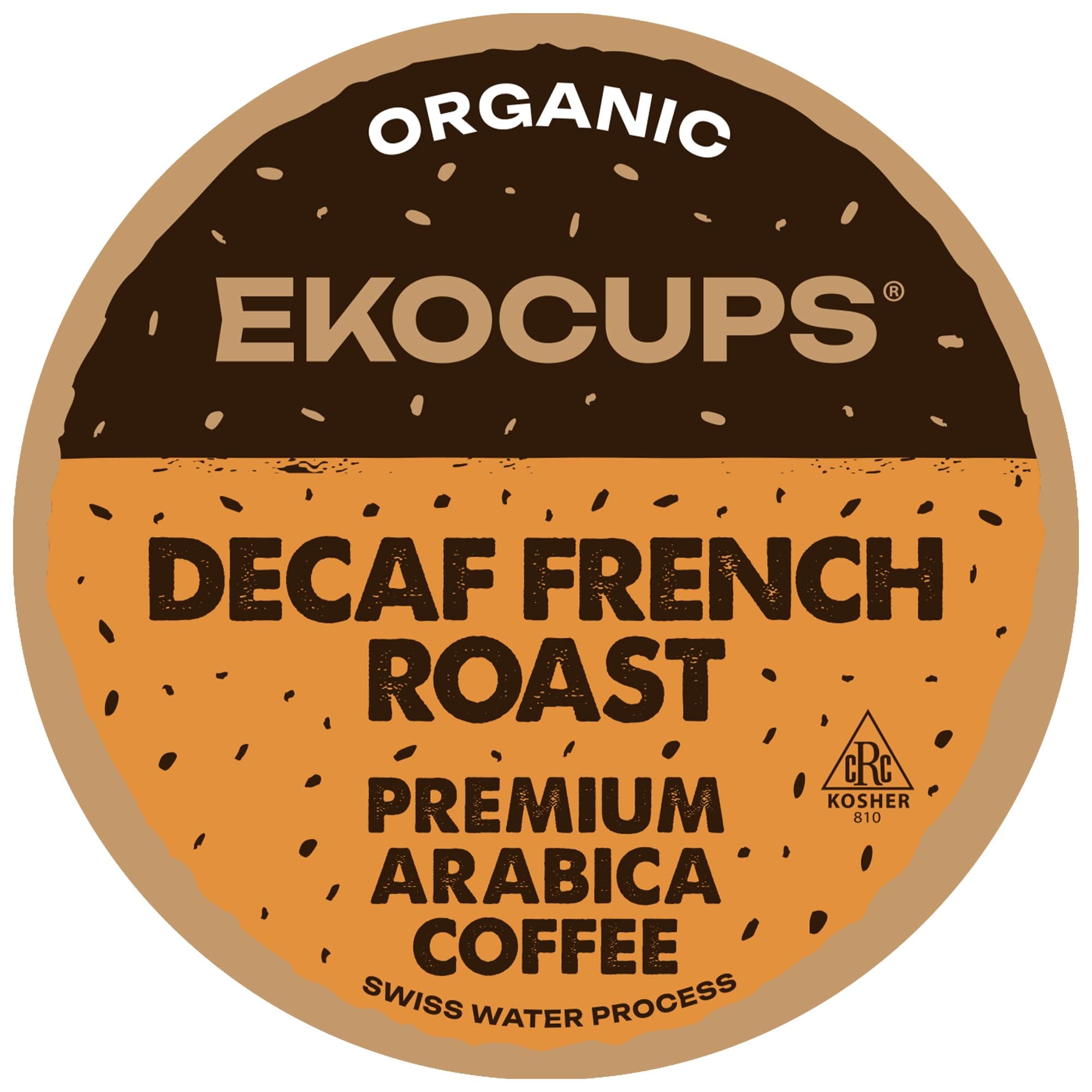 EKOCUPS Organic Swiss Water Decaf French Roast Coffee Pods, Extra 30% More Coffee Per Cup, Artisan Fair Trade Dark Roast, for Keurig K Cup Machines, Recyclable Pods, 40 Count