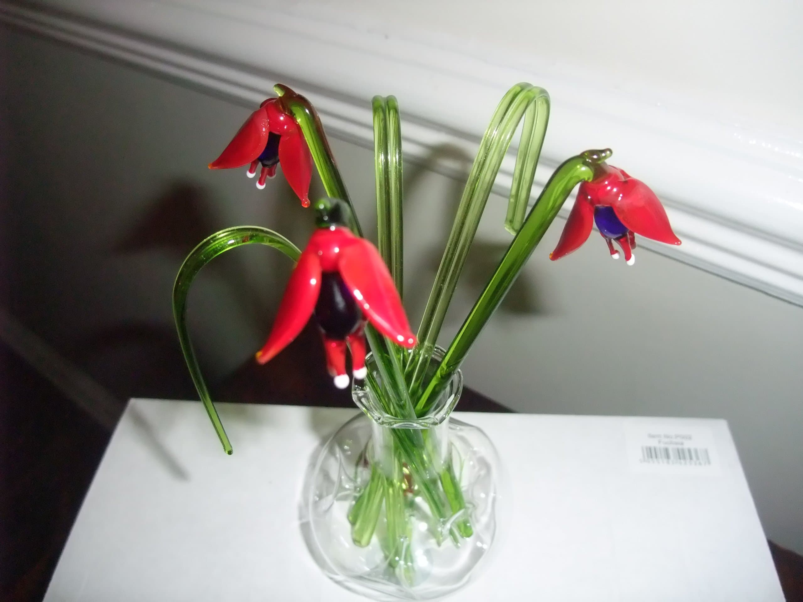 Glass flowers gift in a glass vase Fuschia