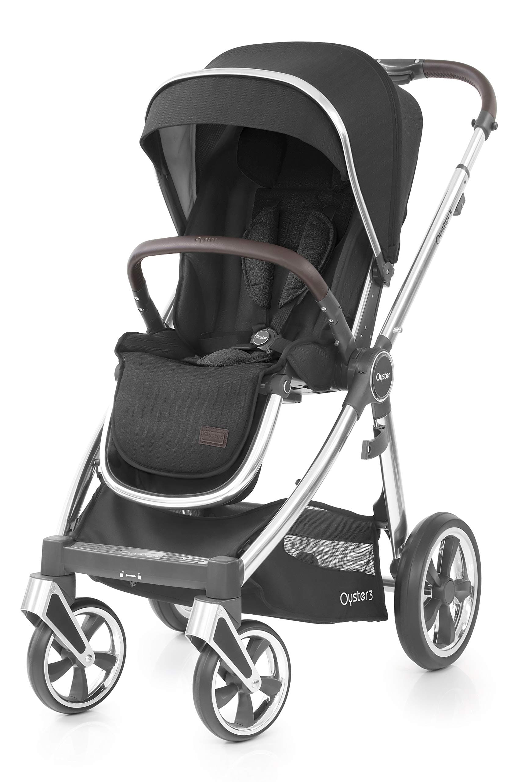 Babystyle Oyster 3 Premium Compact Fold Baby Stroller From Birth To 22 Kg -Caviar Mirror