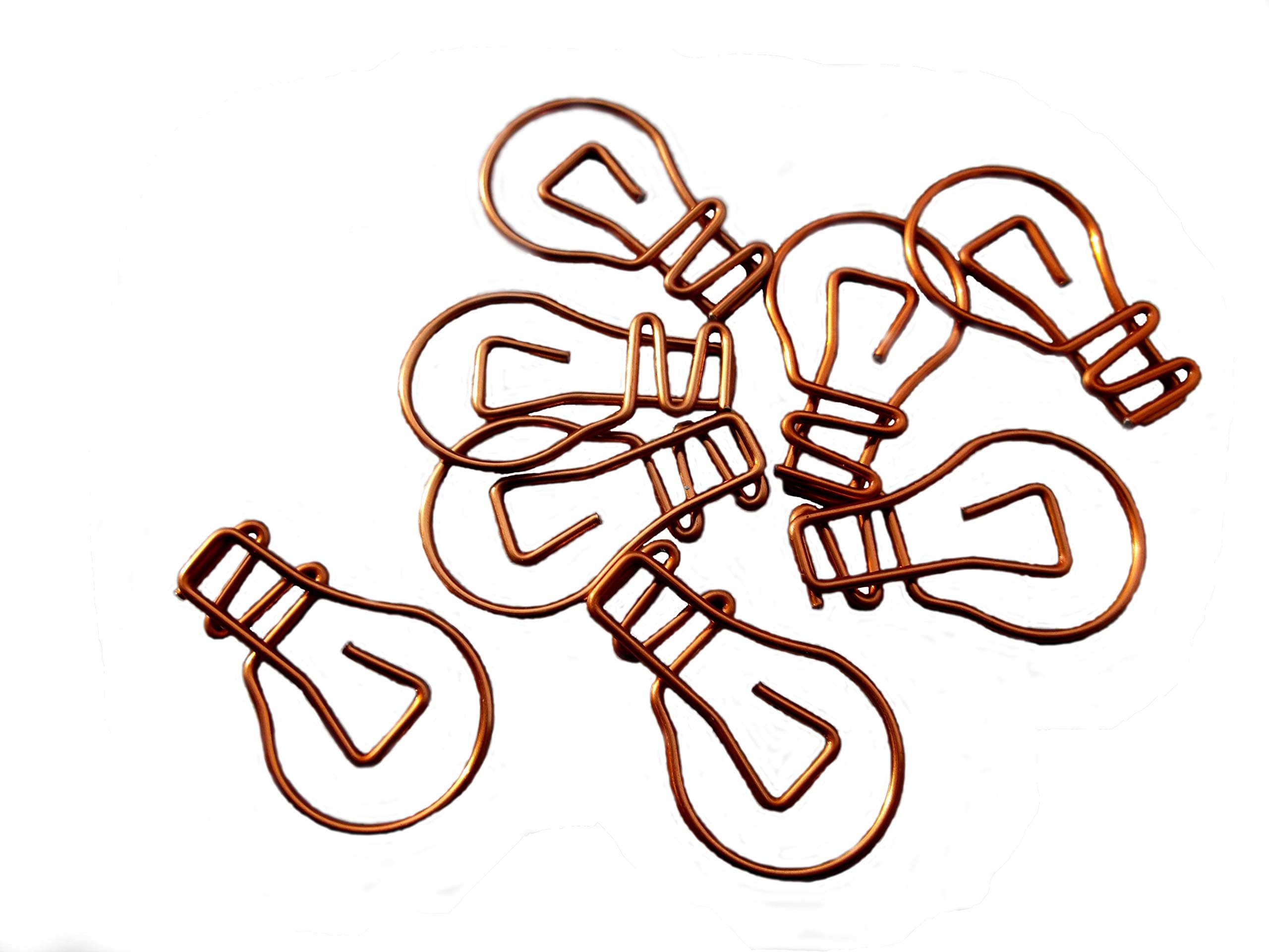Novelty Bulb Shape Paper Clips for Office, School Or Home, Pack of 10, Cooper Red- Mini Gesture Gift