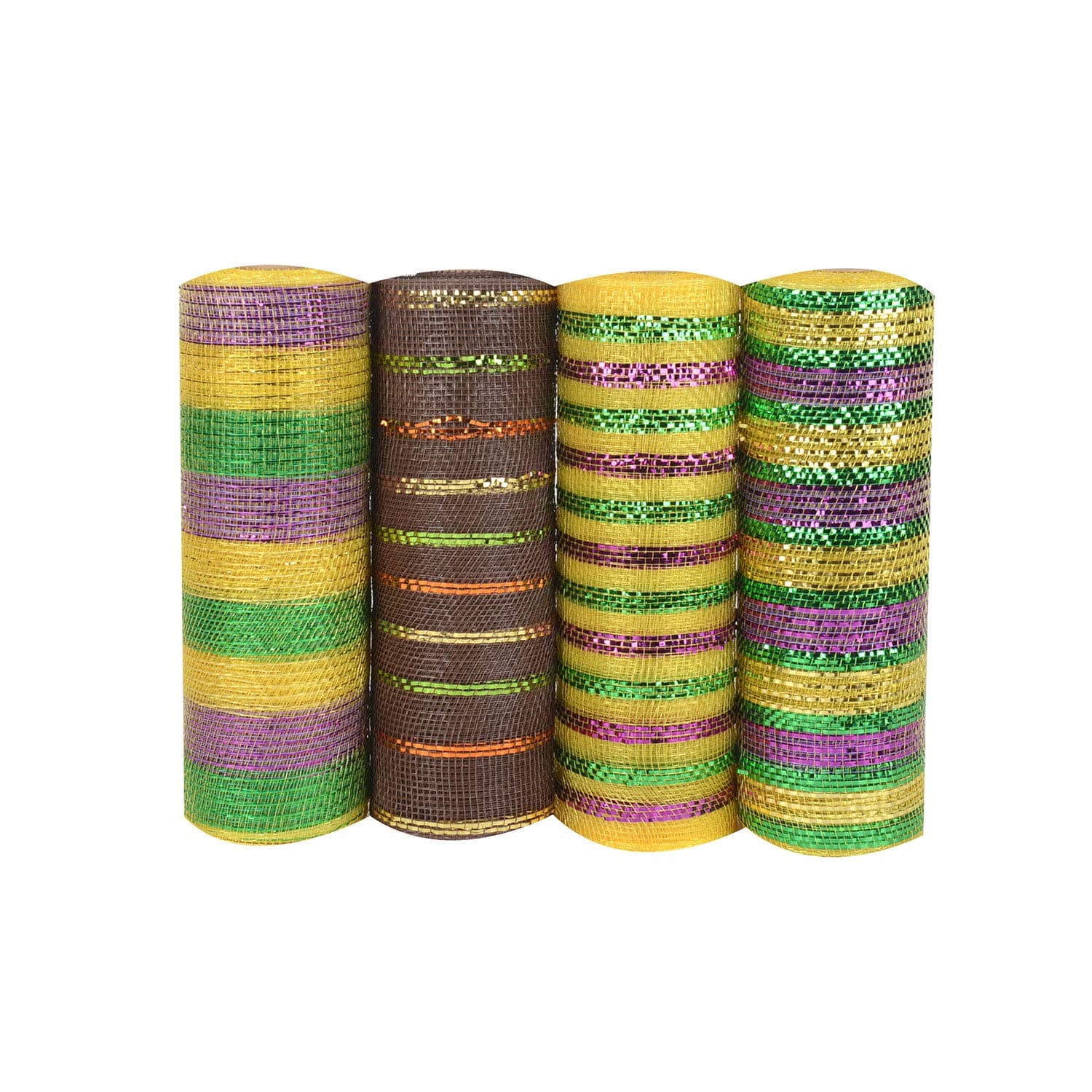 BBCrafts 10 Inch x 10 Yards Mardi Gras Deco Mesh Set for Gift Home Decor Party - Pack of 4 (XB9171045 | NXB9181038 | XB9171022M | XB9171047)